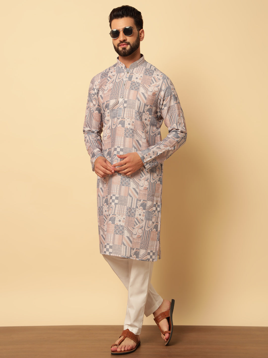 Magnet Men's Soft Cotton Printed Kurta