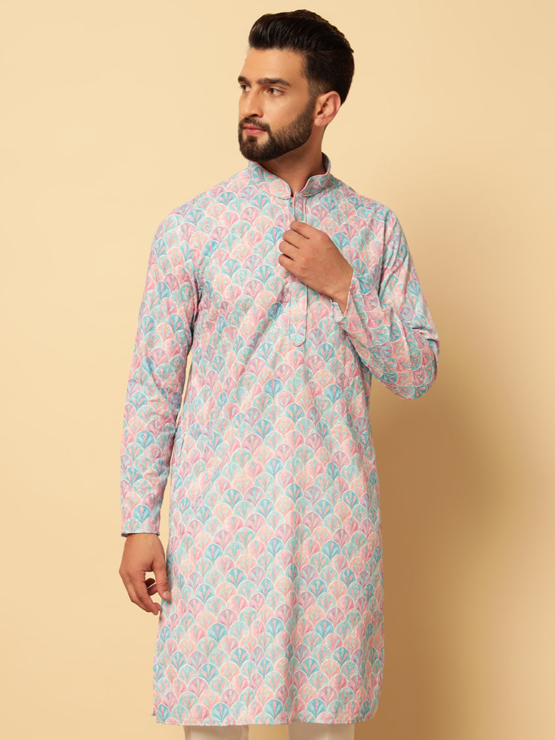 Multicolour Lucknowi Kurta Trouser Set