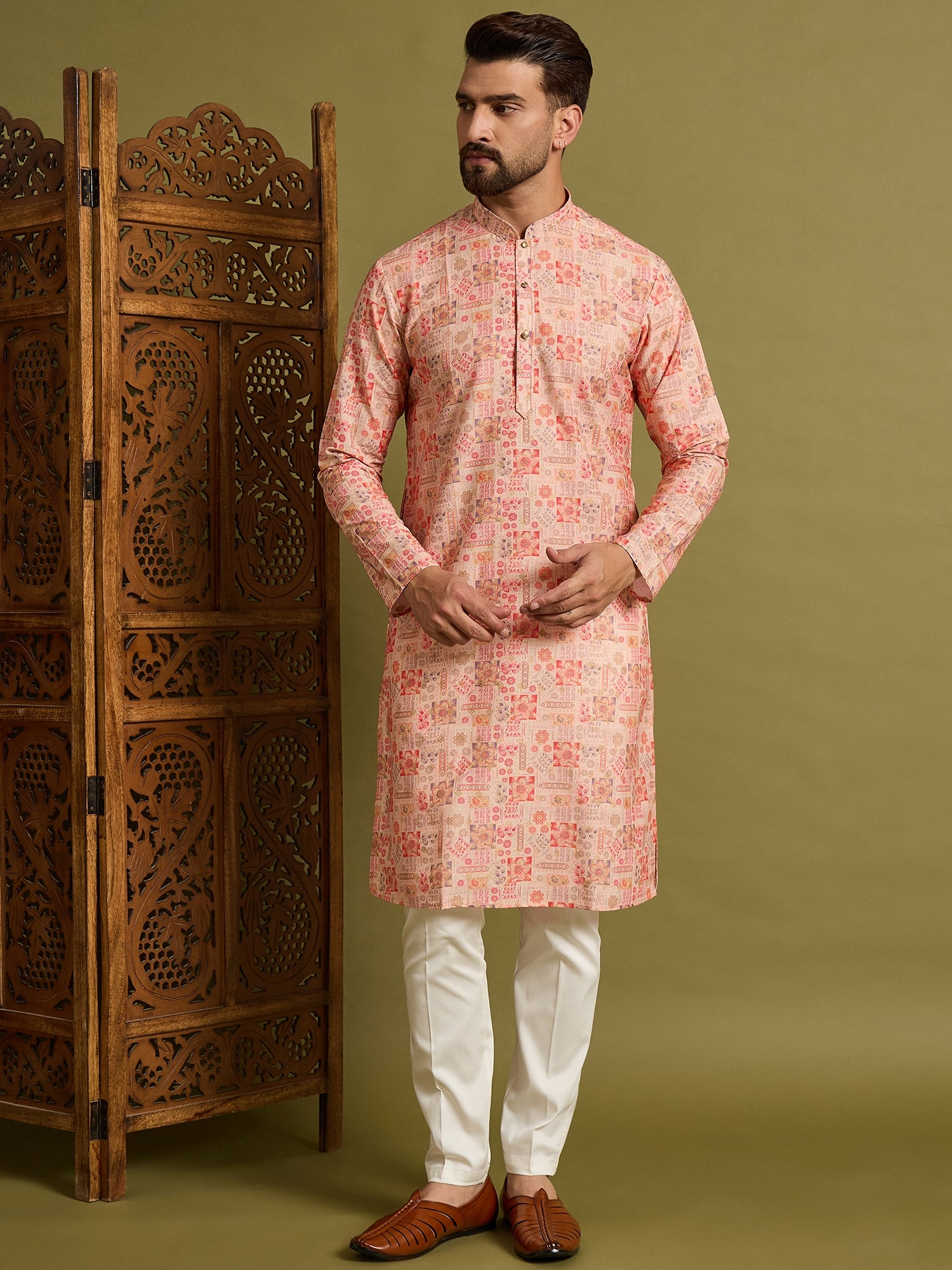Pink Printed Kurta Trouser Set