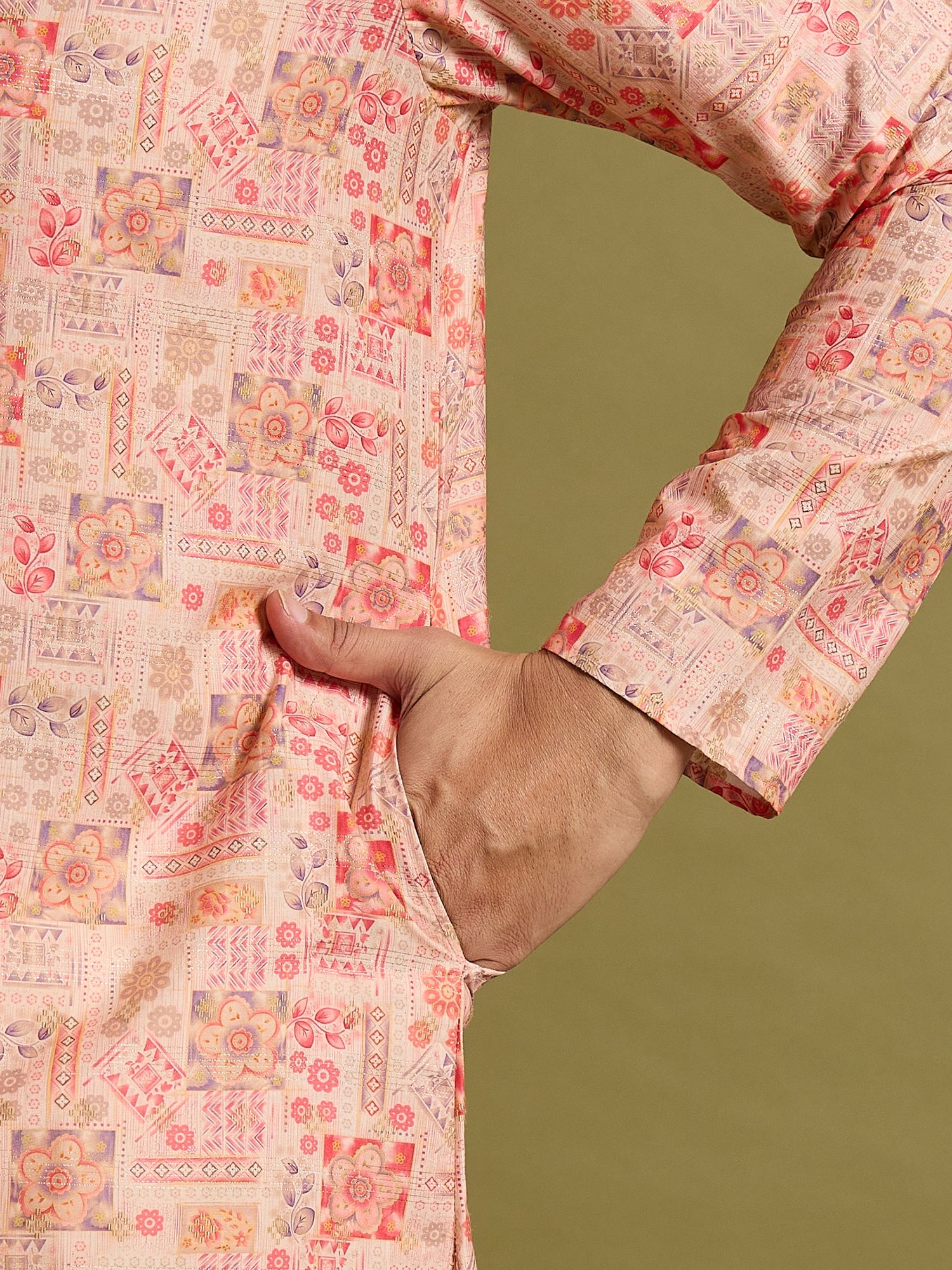 Pink Printed Kurta Trouser Set