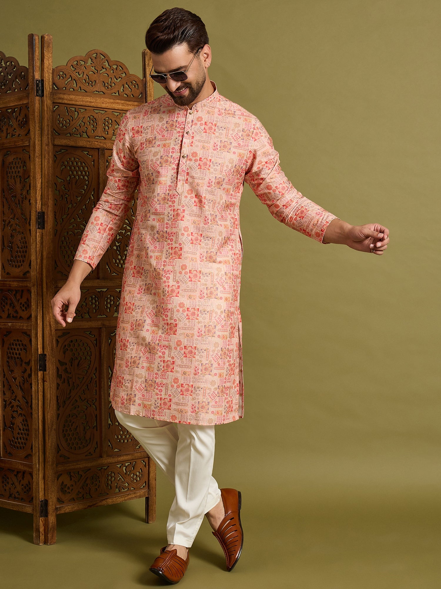 Pink Printed Kurta Trouser Set
