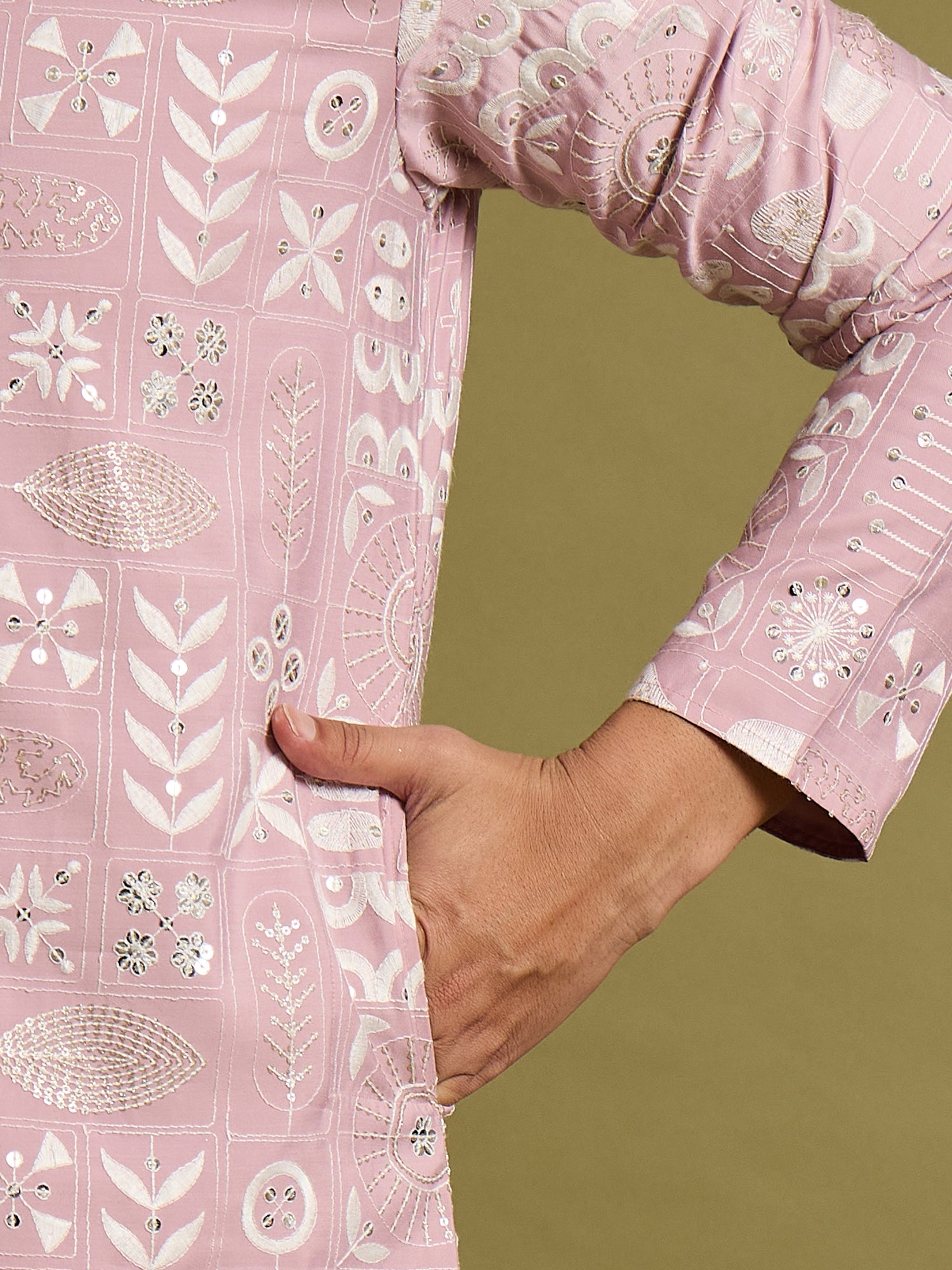 Pink Embroidered Kurta Trouser Set