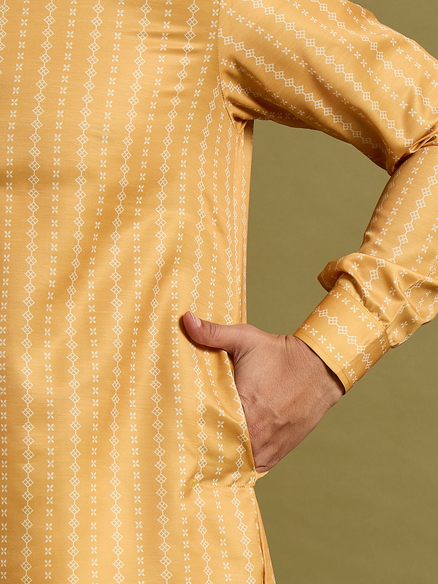 Yellow Slub Silk Kurta Set