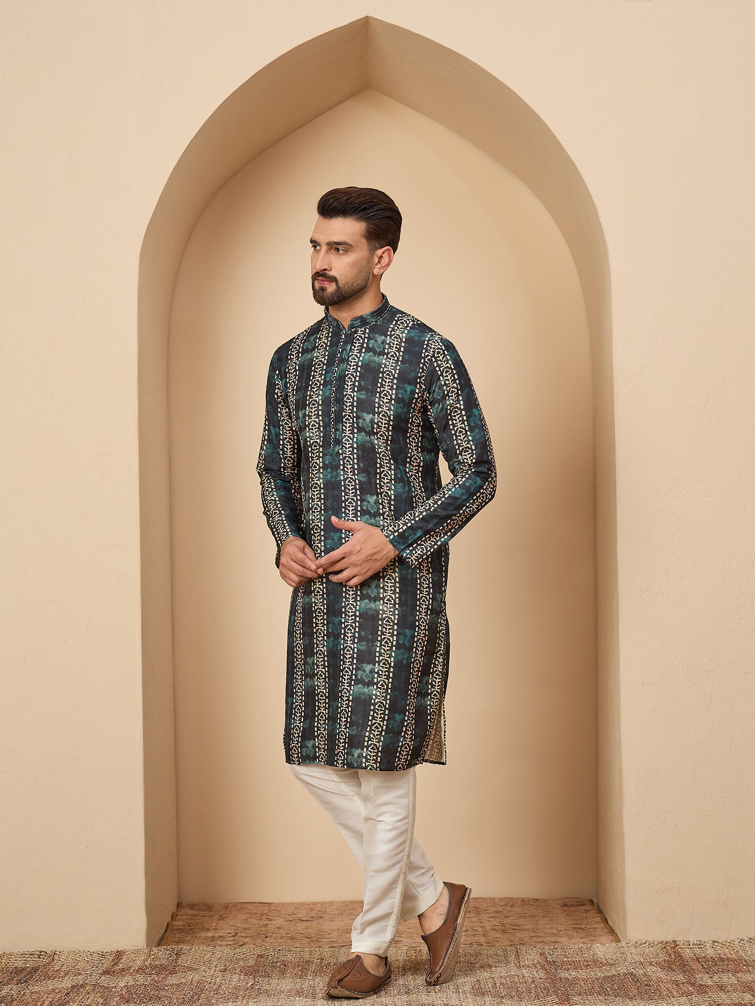 Rama Blue Printed Kurta Trouser Set
