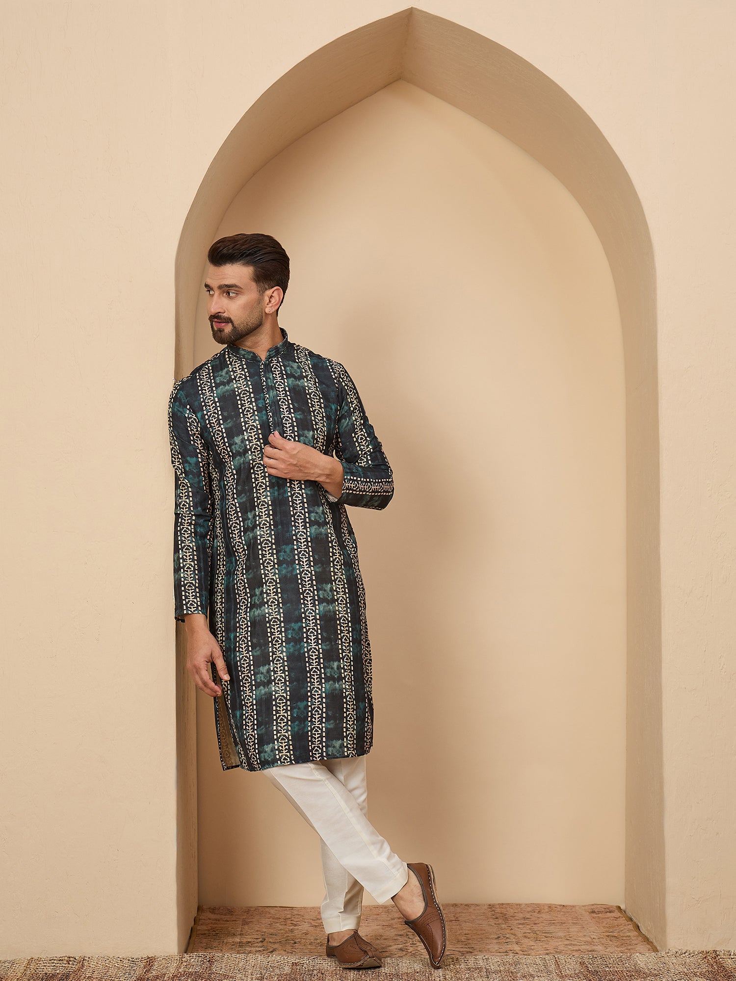 Rama Blue Printed Kurta Trouser Set