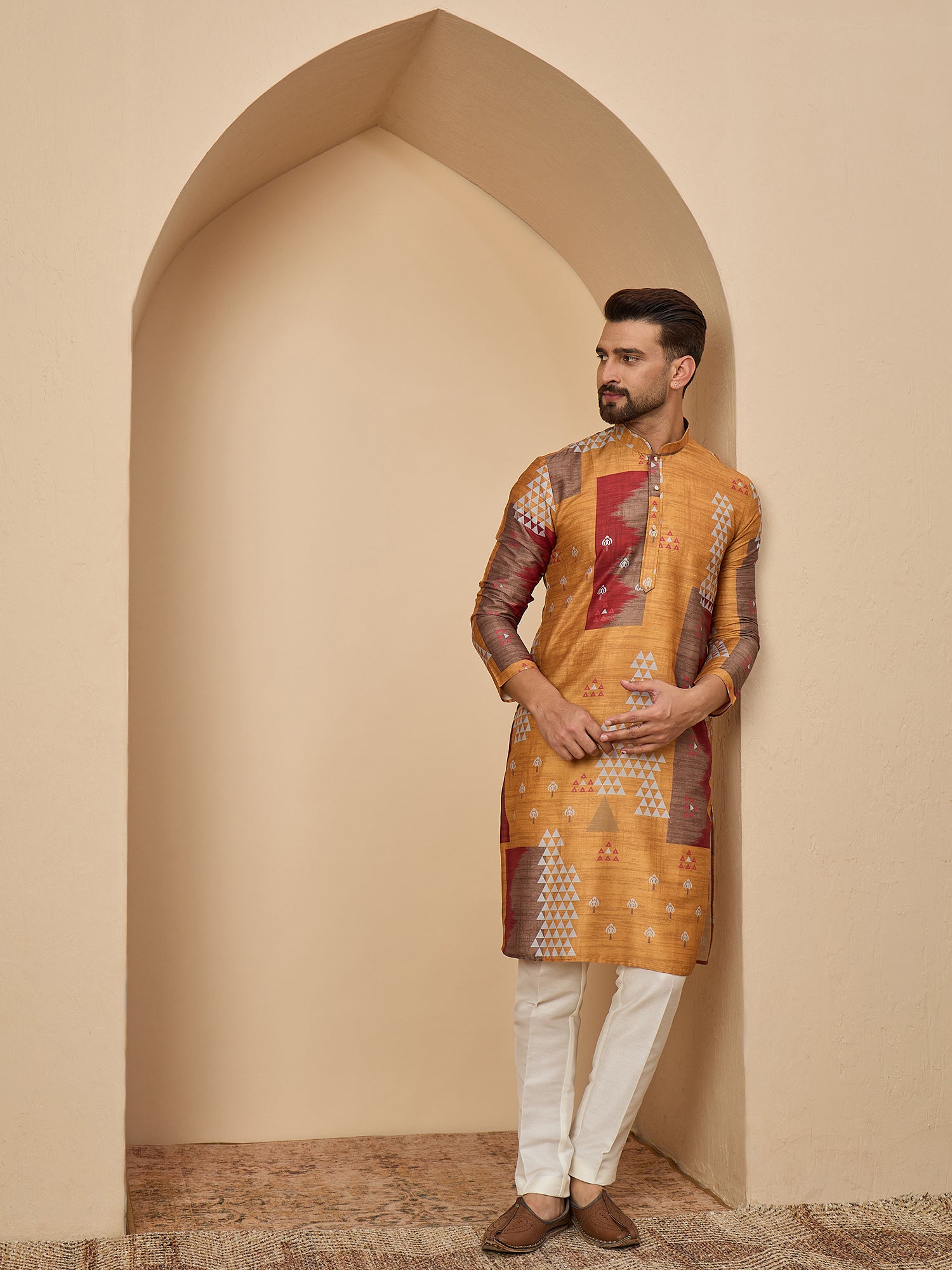 Yellow Printed Kurta Set