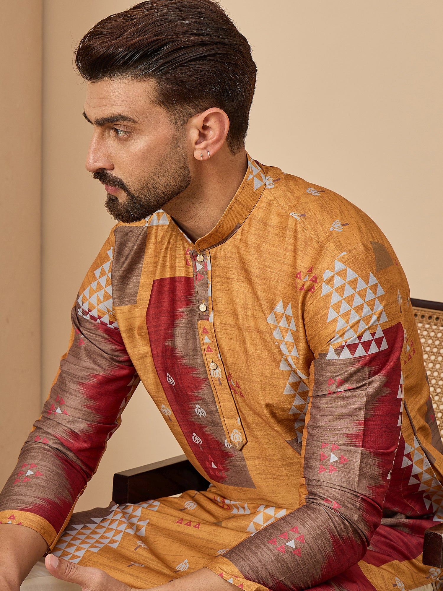 Yellow Printed Kurta Set