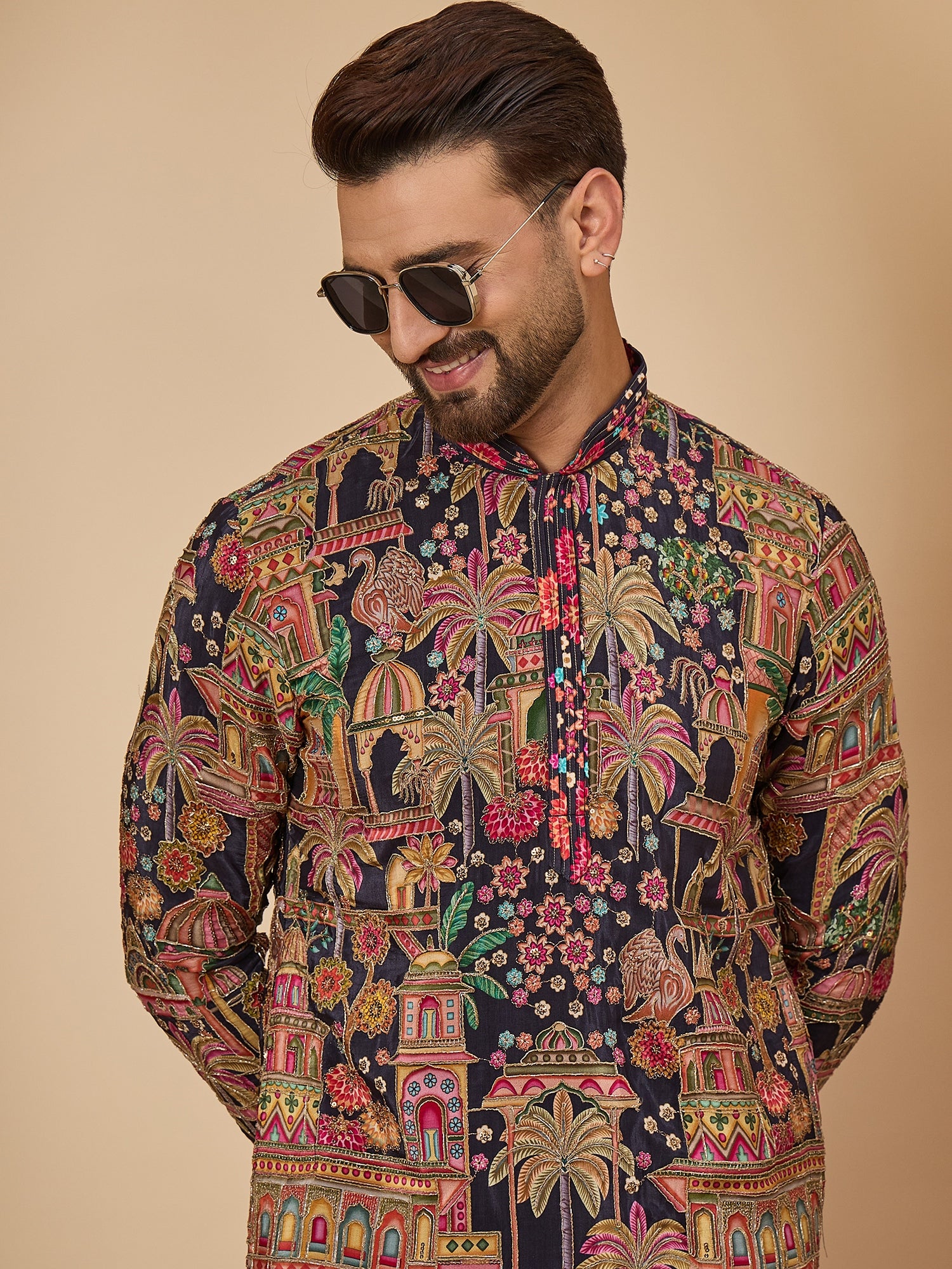 Blue Heavy Embroidered Kurta with Korean Pant