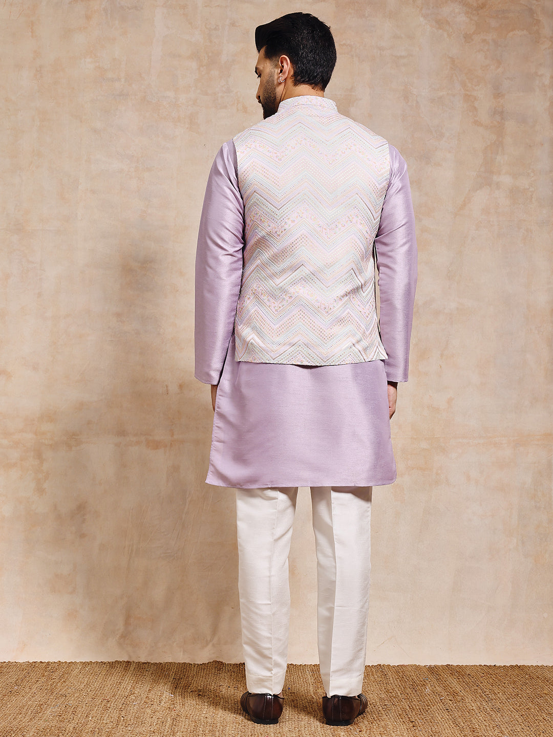 Magnet Men's Zigzag Lucknowi Jacket Set