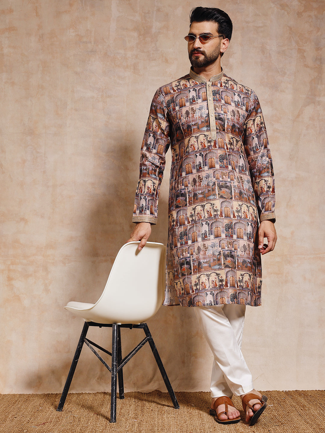 Magnet Men's Figure Printed Kurta Trouser Set