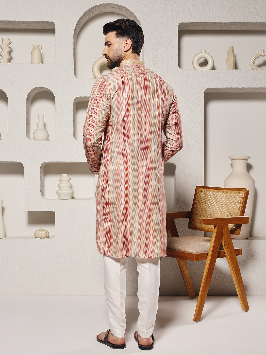 Magnet Men's Printed Silk Kurta Trouser Set