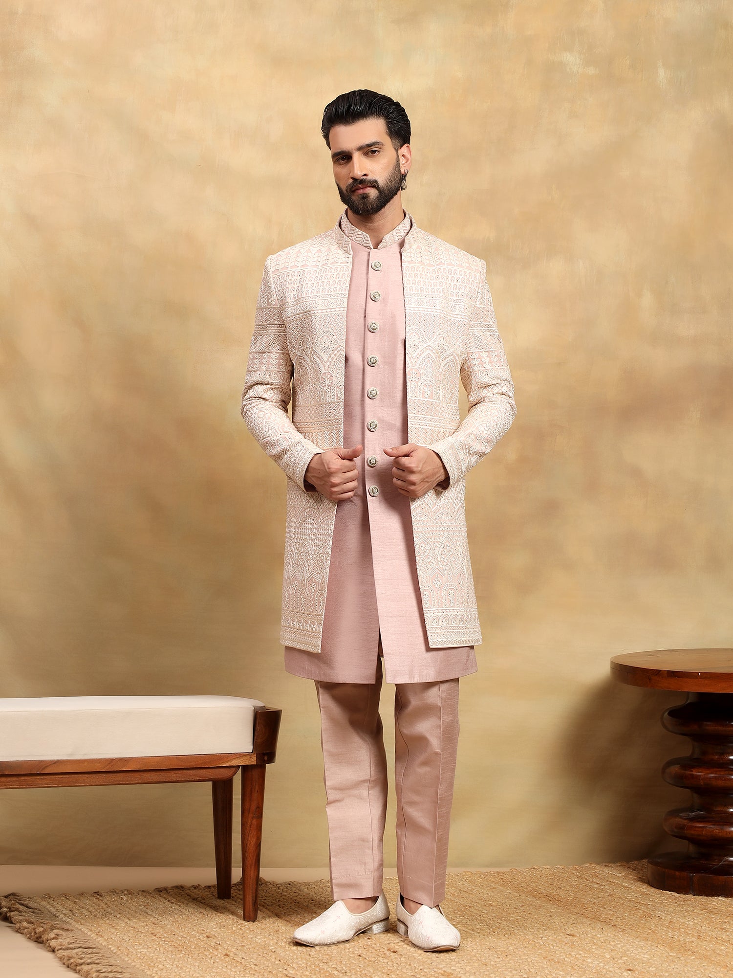 Onion Pink 3 Piece Indowestern Set
