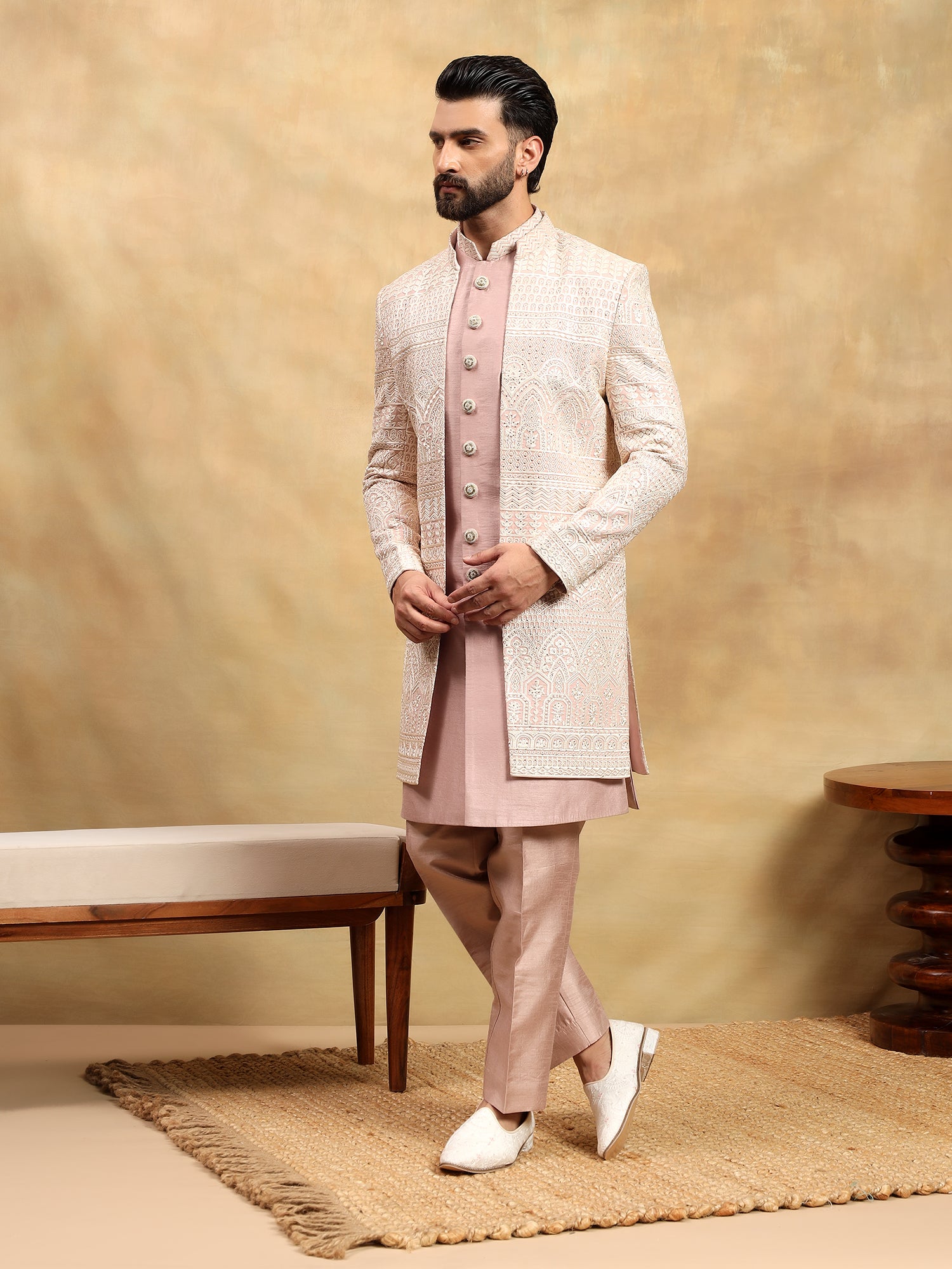 Onion Pink 3 Piece Indowestern Set