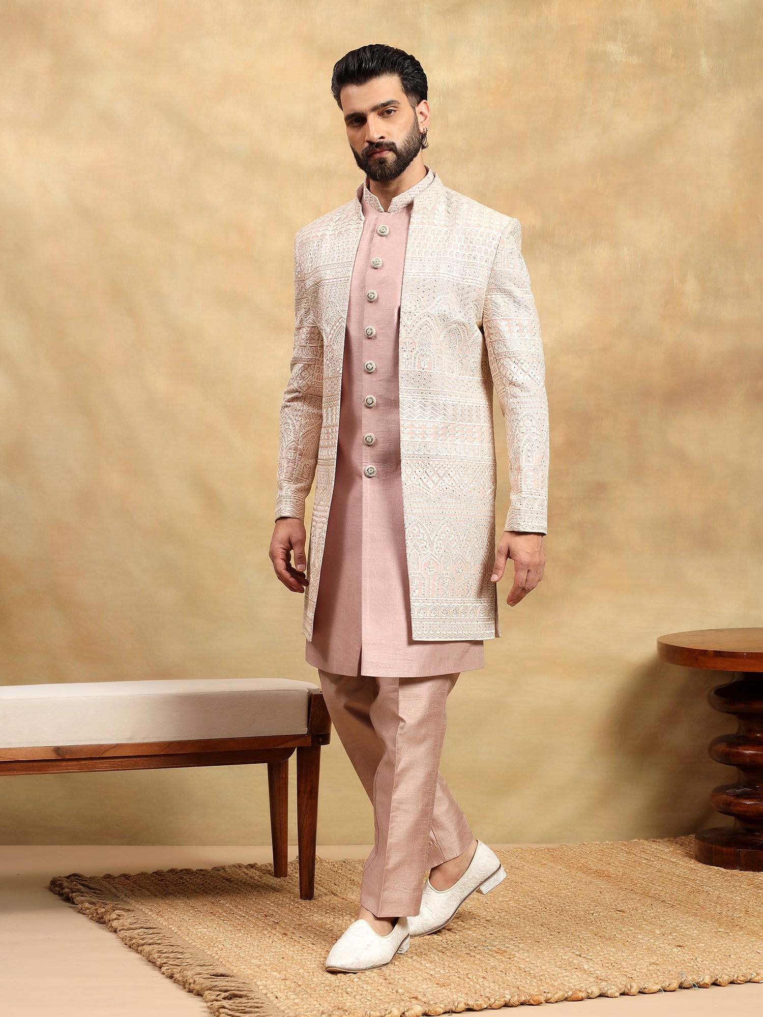 Onion Pink 3 Piece Indowestern Set