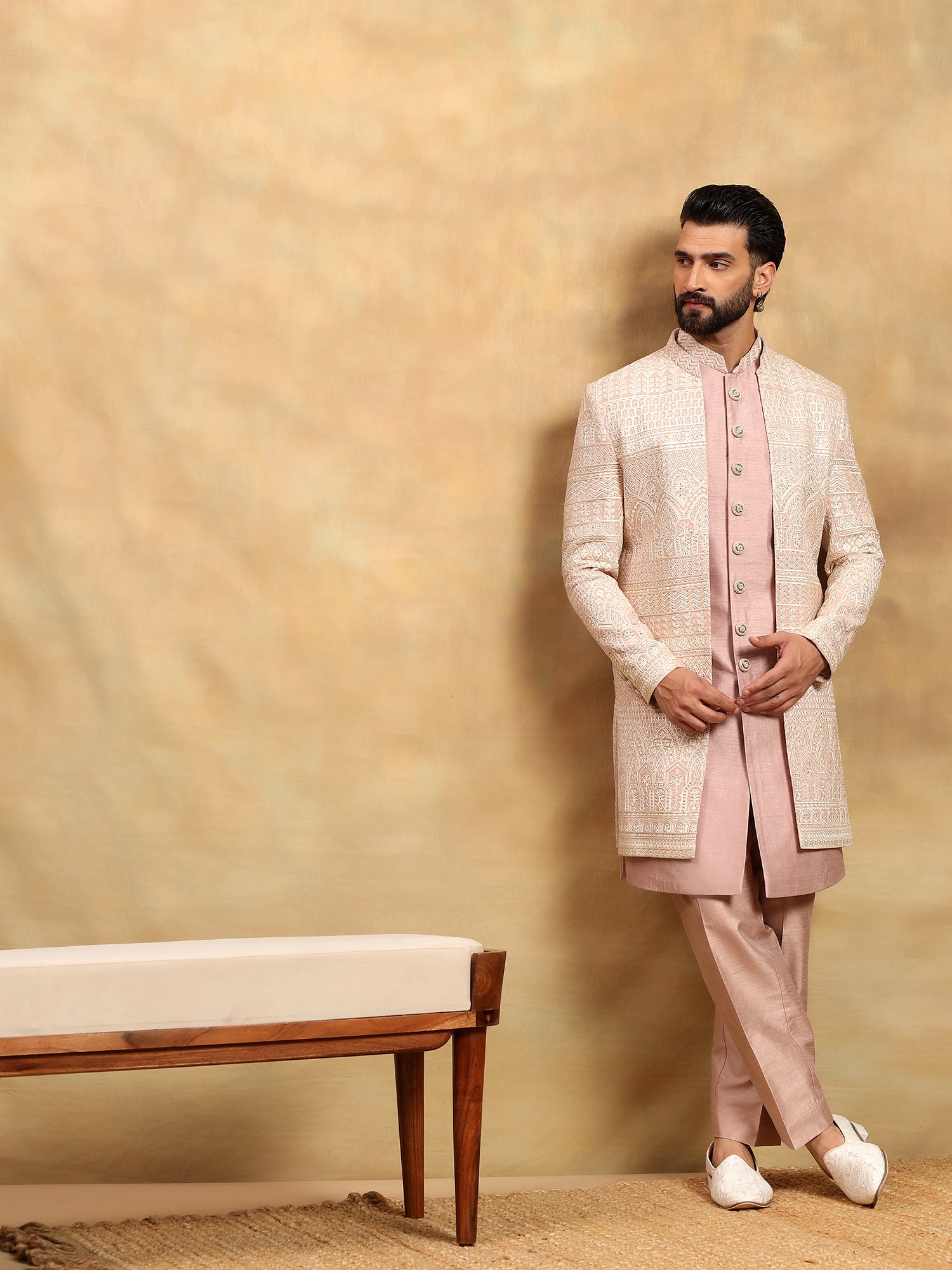 Onion Pink 3 Piece Indowestern Set
