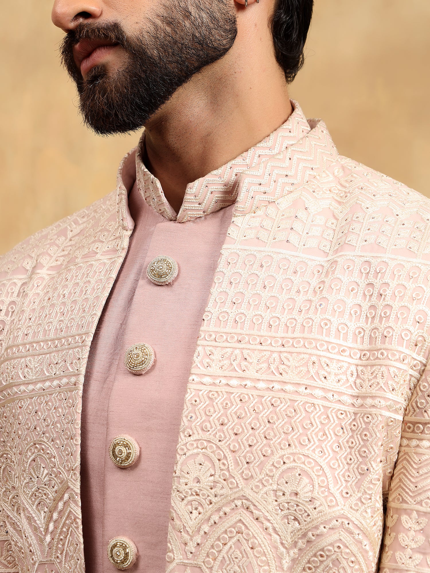 Onion Pink 3 Piece Indowestern Set