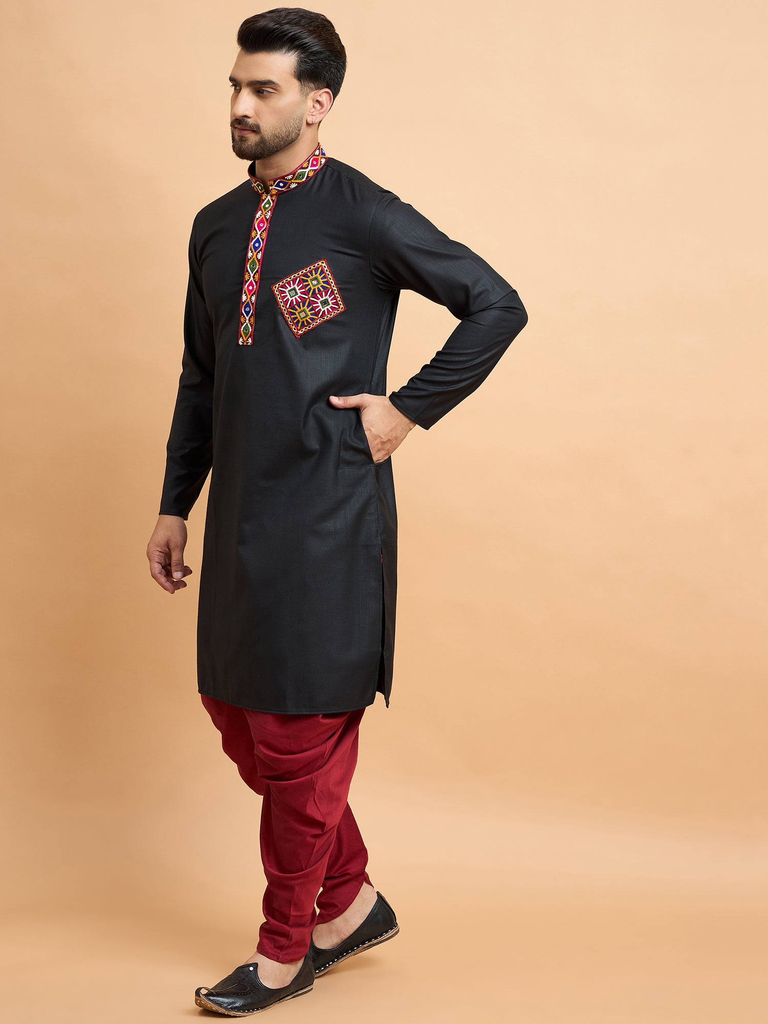Black Gamthi Work Navratri Special Kurta Only