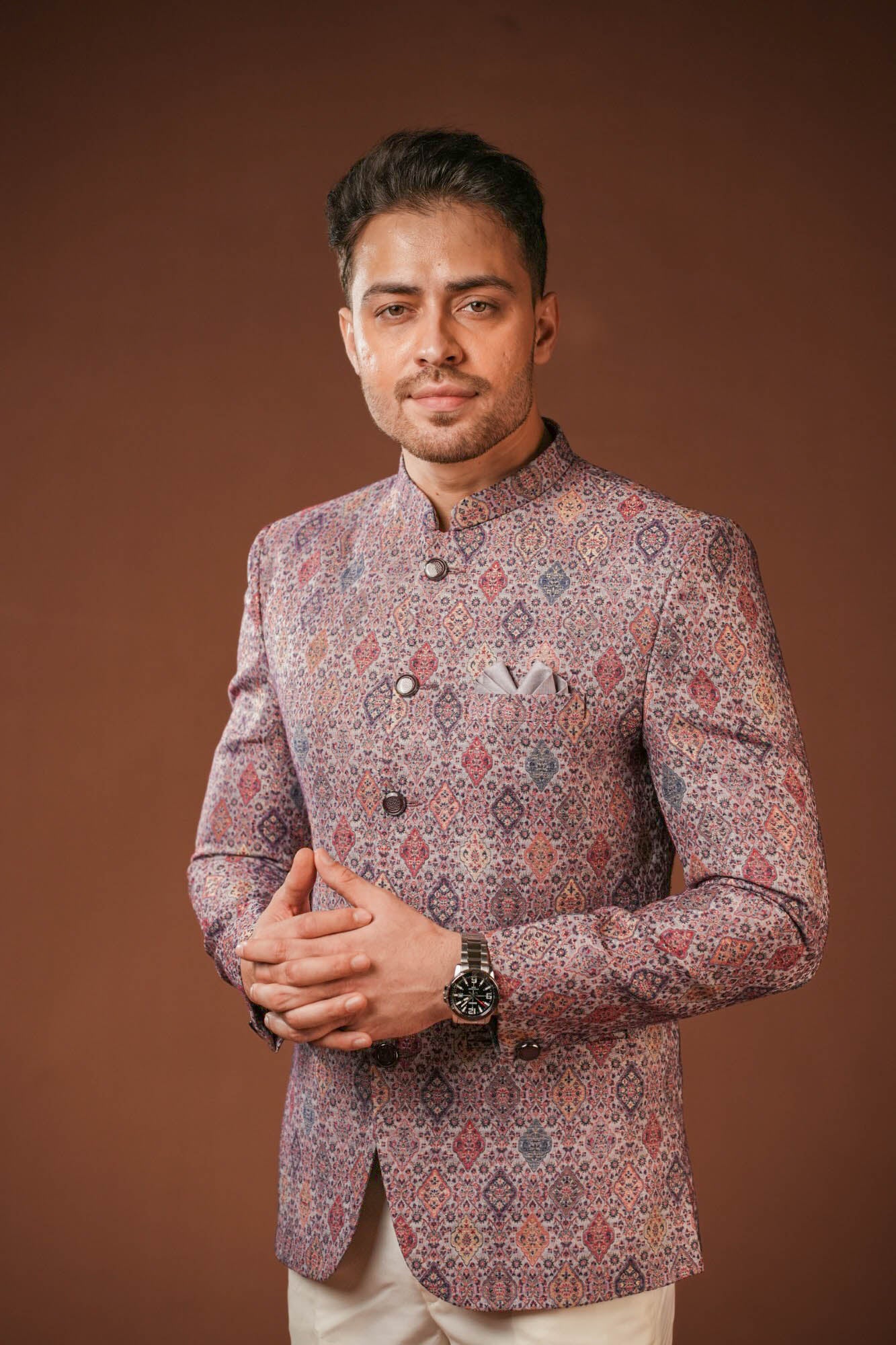 Jaquard Fabric Print Jodhpuri Set