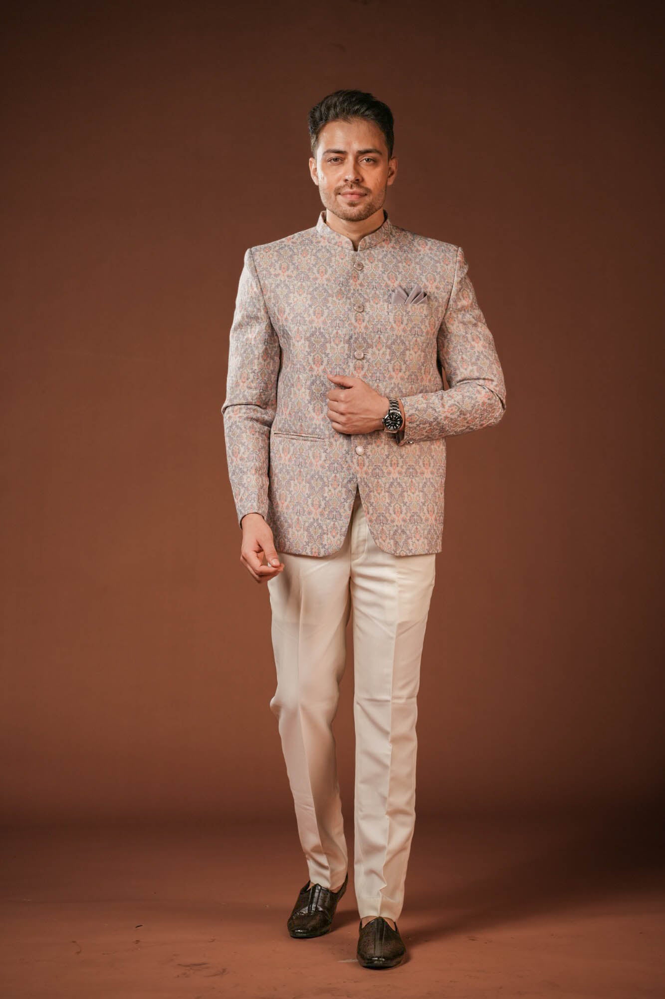 Jaquard Fabric Print Jodhpuri Set