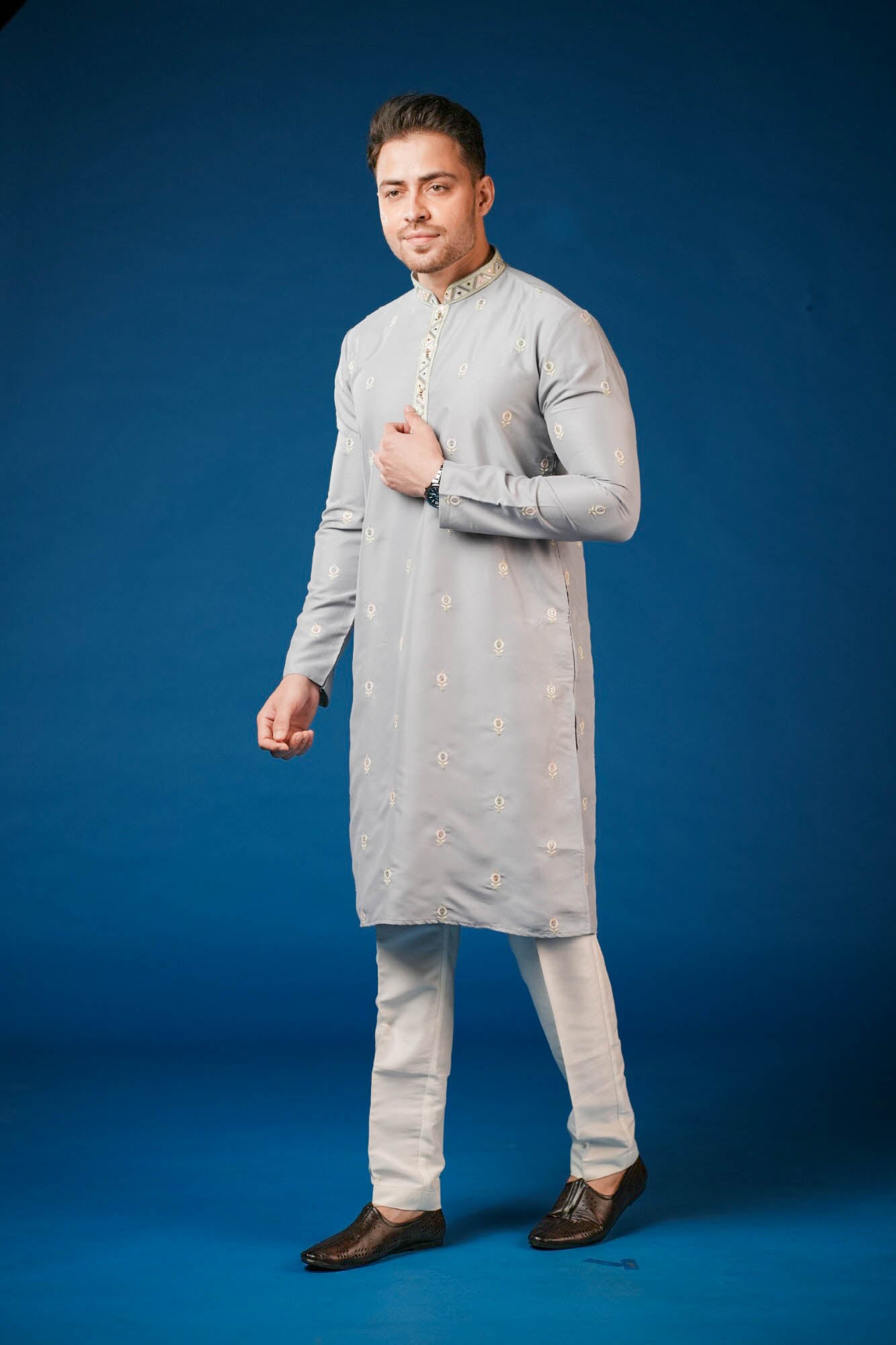 Sky Blue Embroidered Kurta Set