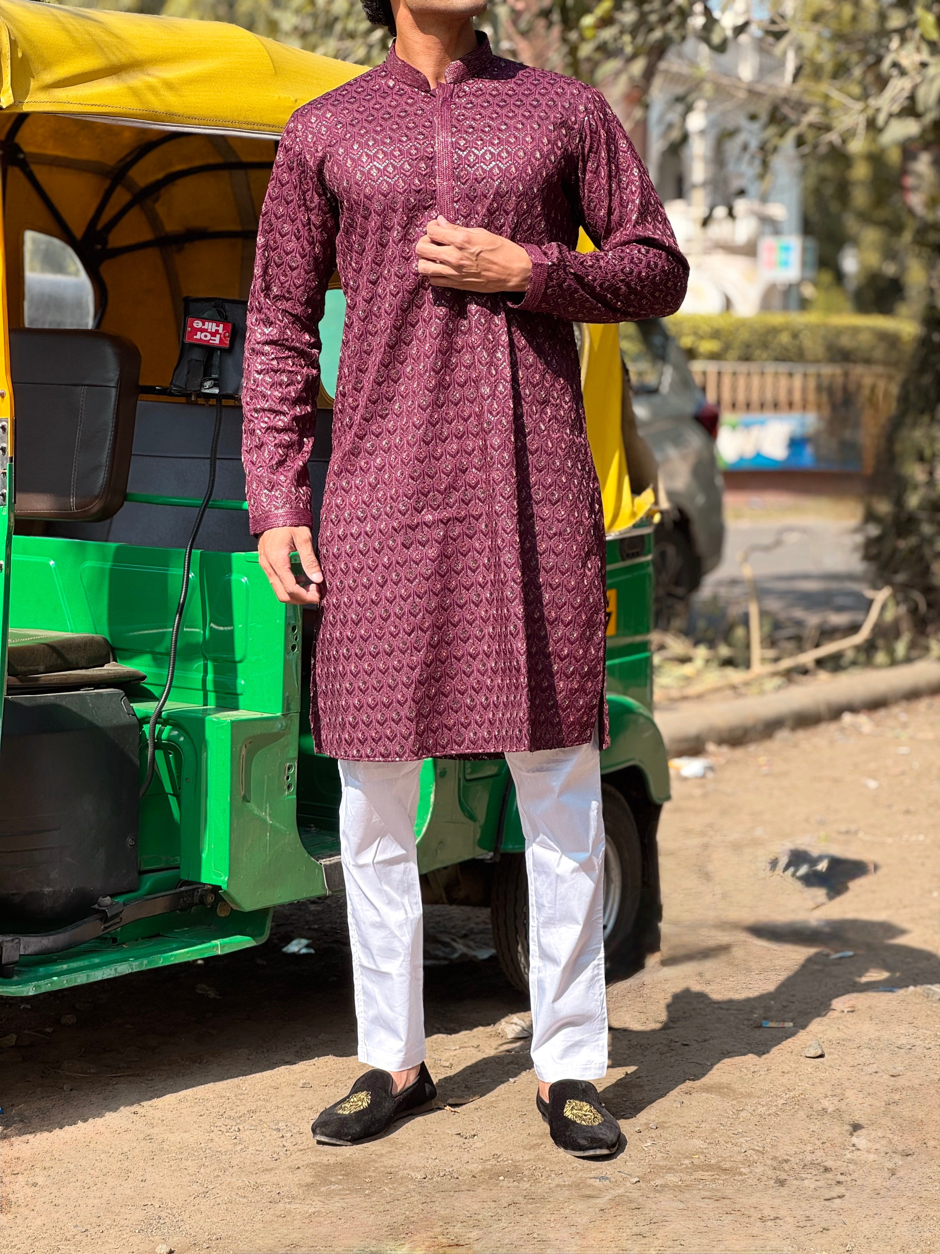 Magnet Men's Lucknowi Kurta Trouser Set