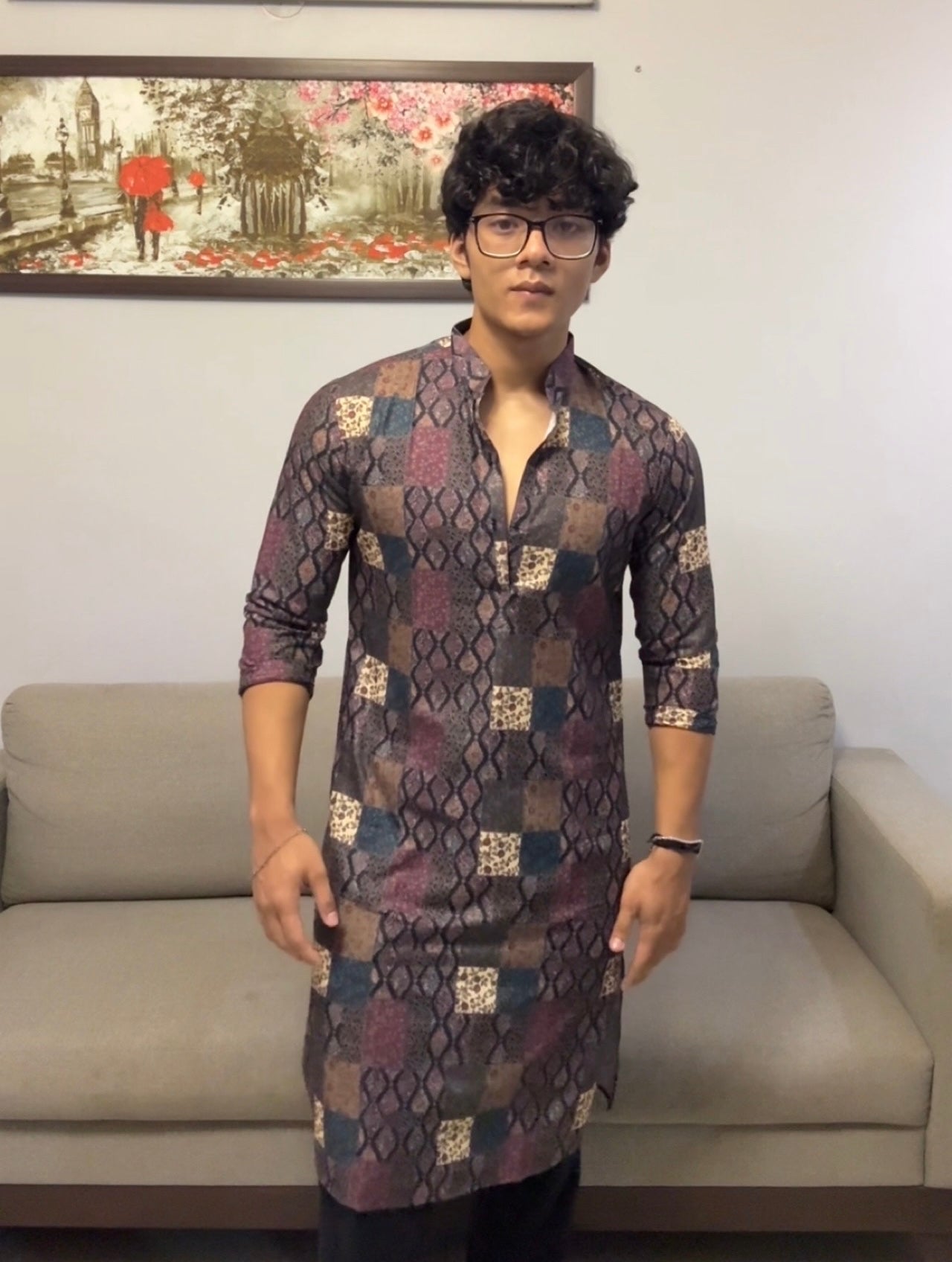 Black Printed Kurta Only