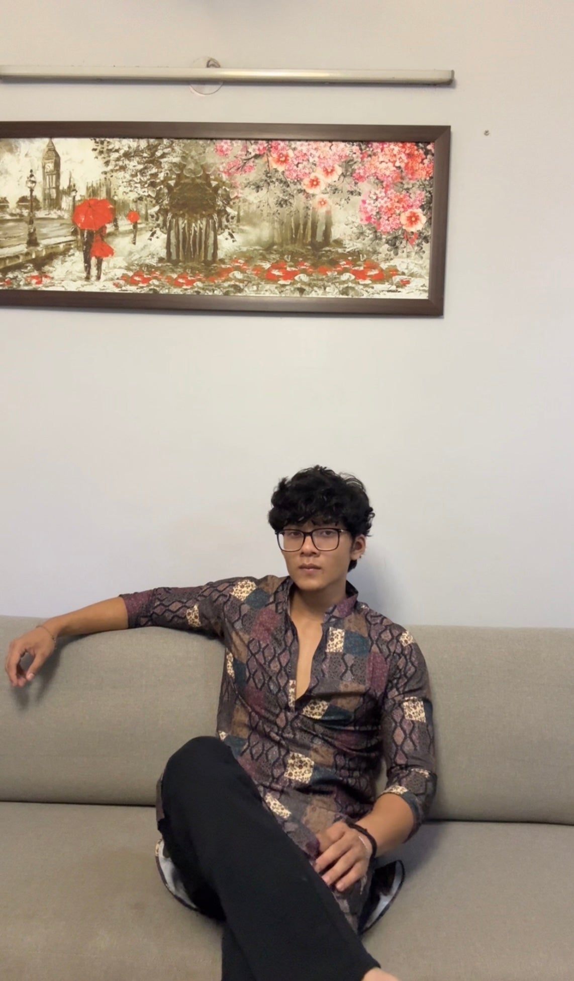 Black Printed Kurta Only