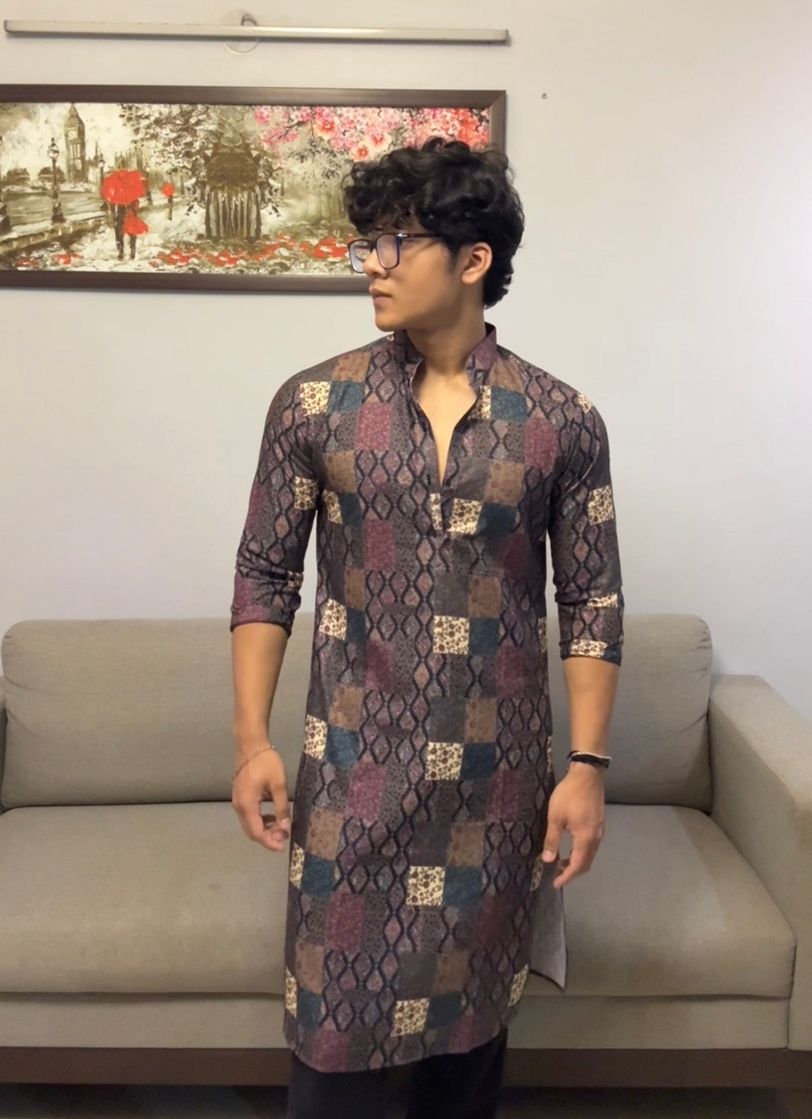 Black Printed Kurta Only