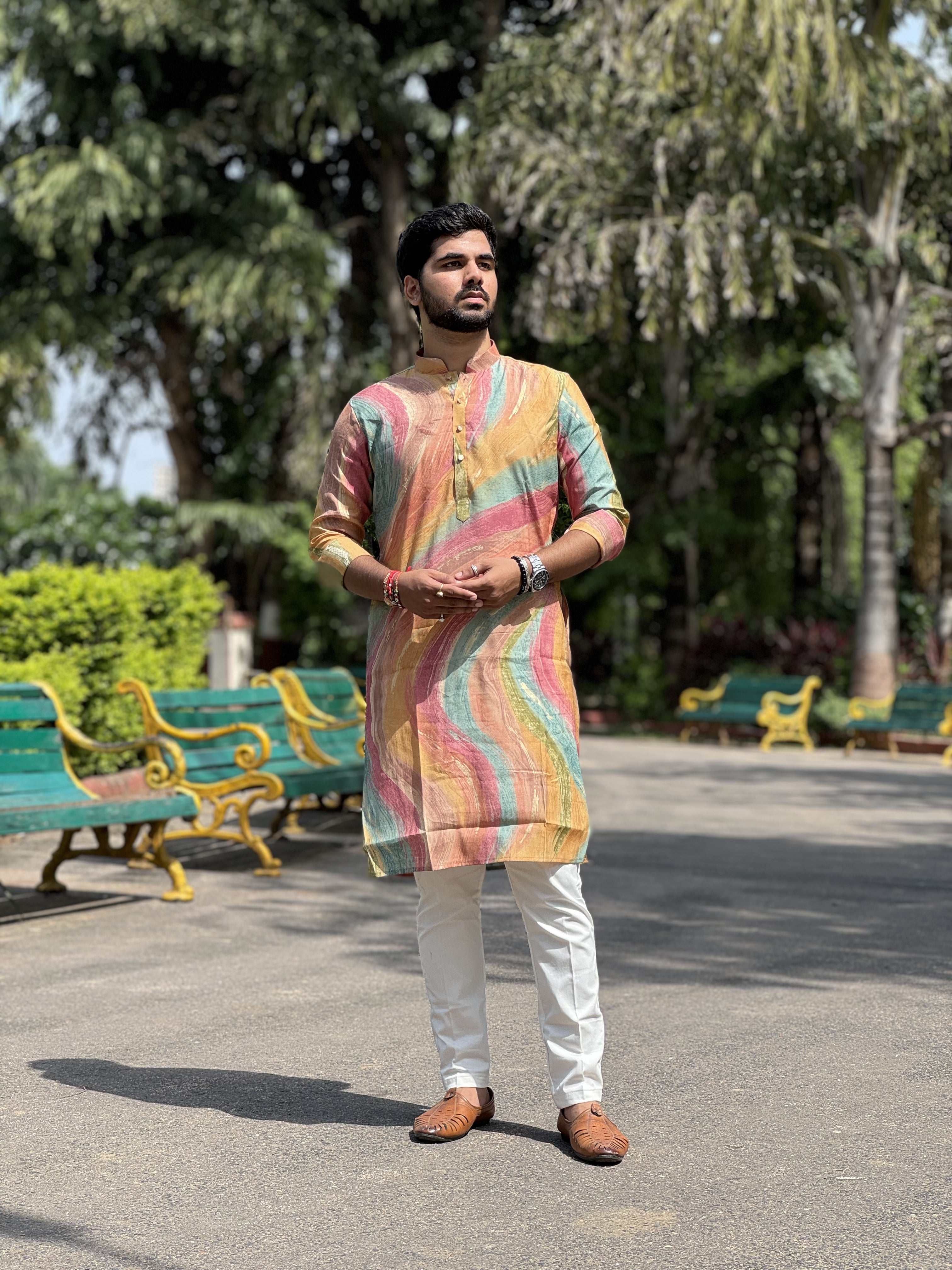 Magnet Men's Multicolour Kurta Only