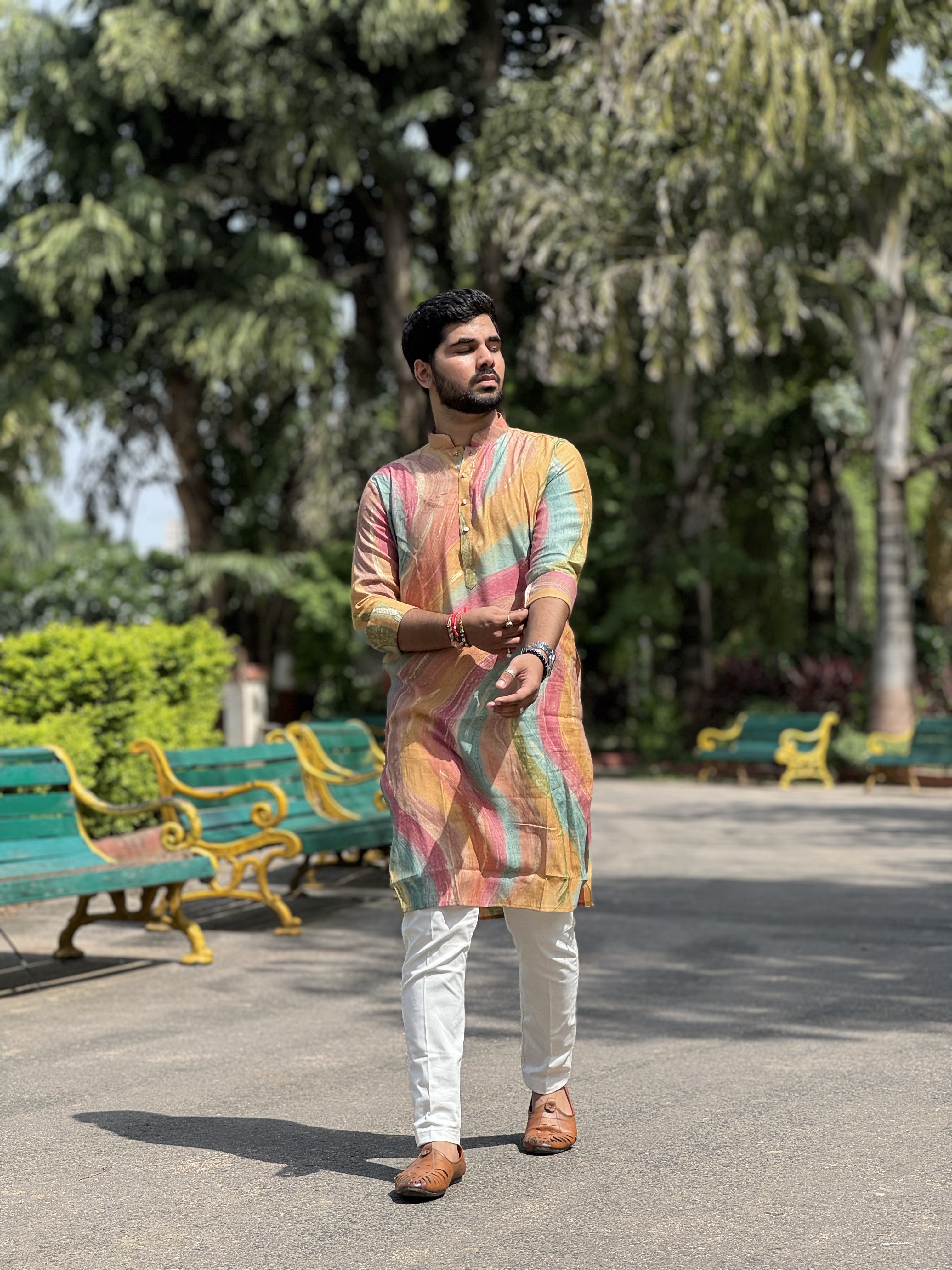 Magnet Men's Multicolour Kurta Only