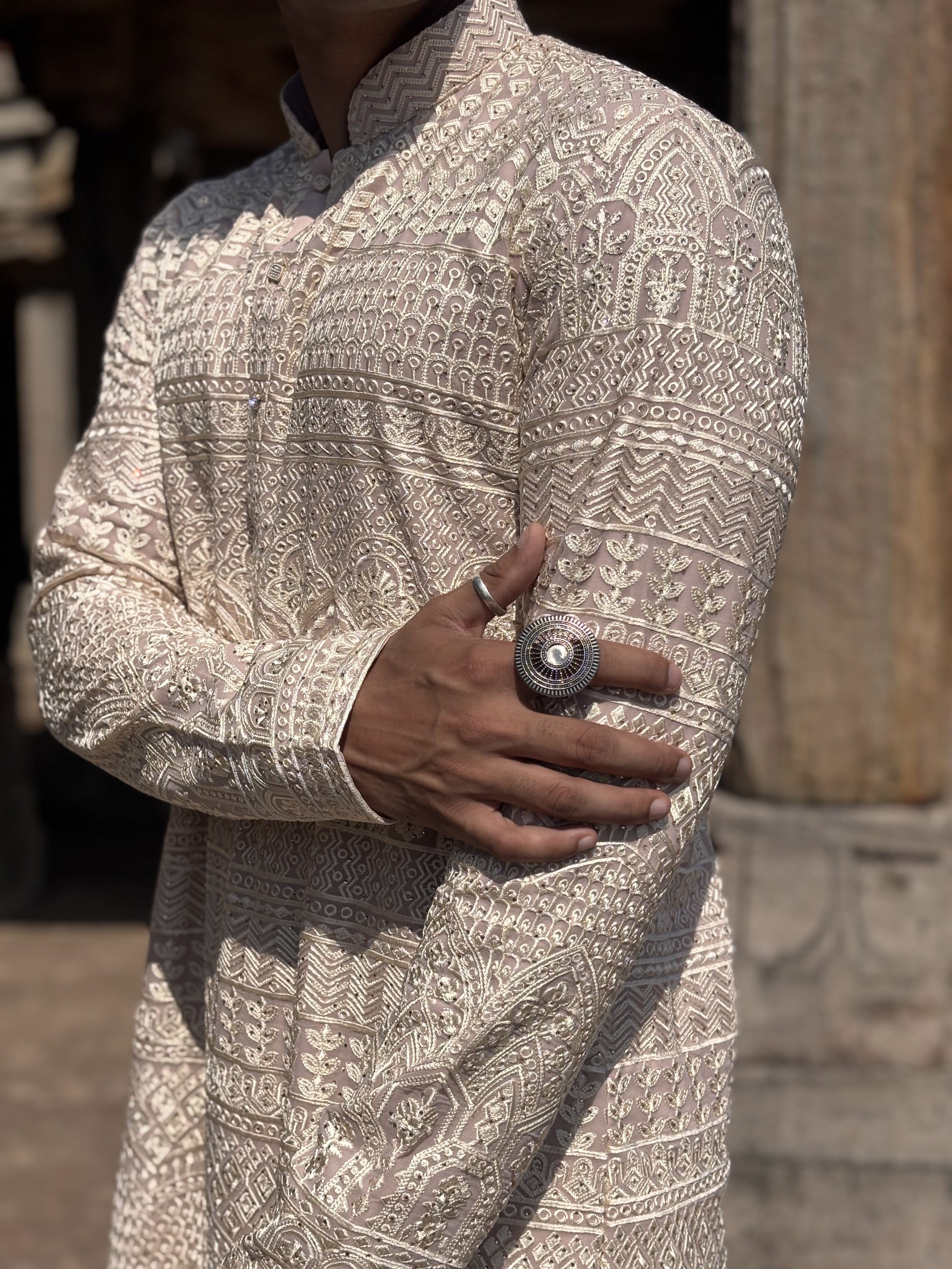 Rose Pink Pure Lucknowi Work Kurta Patiala Set