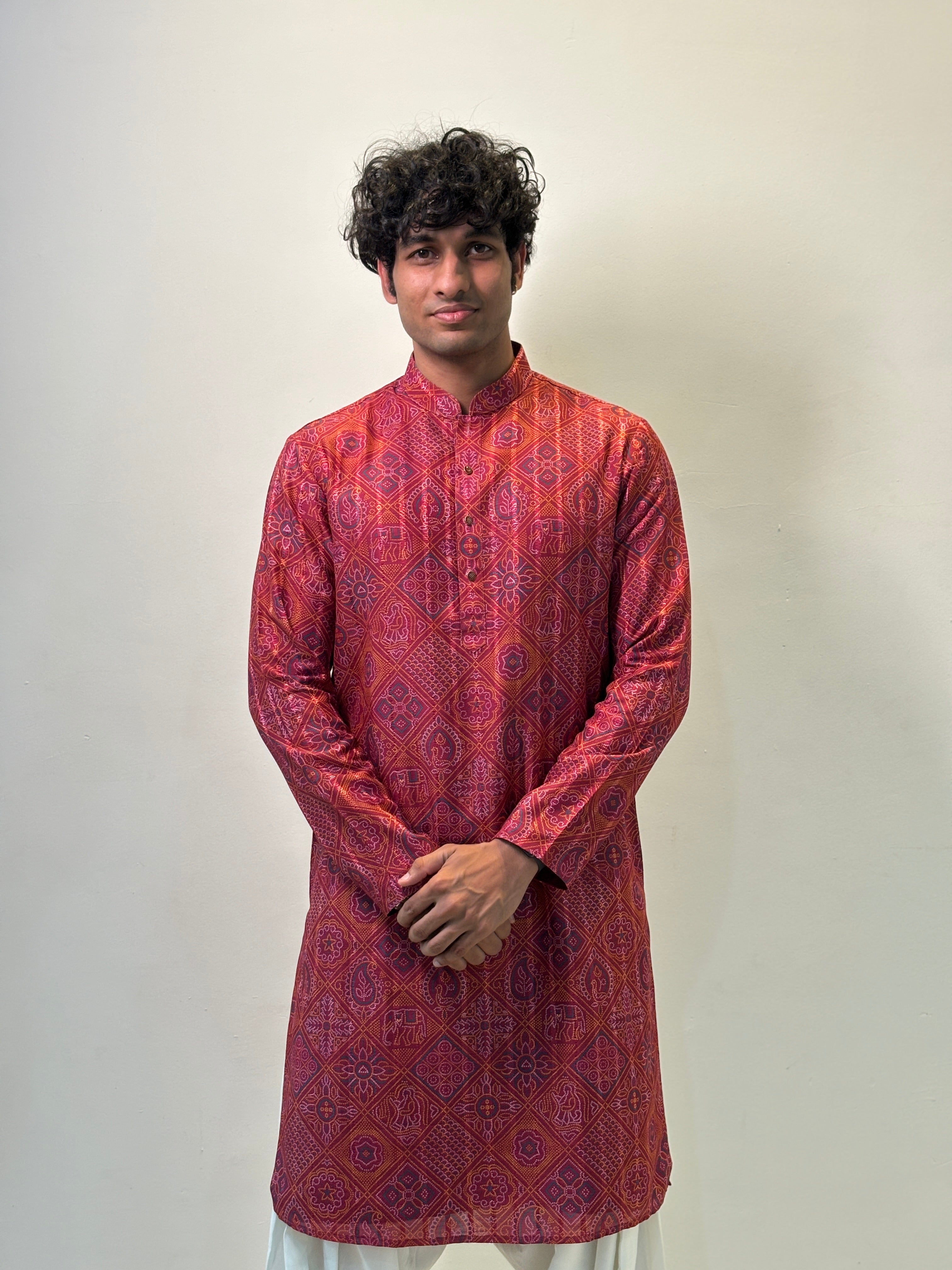 Red Maroon Printed Kurta Patiala Set