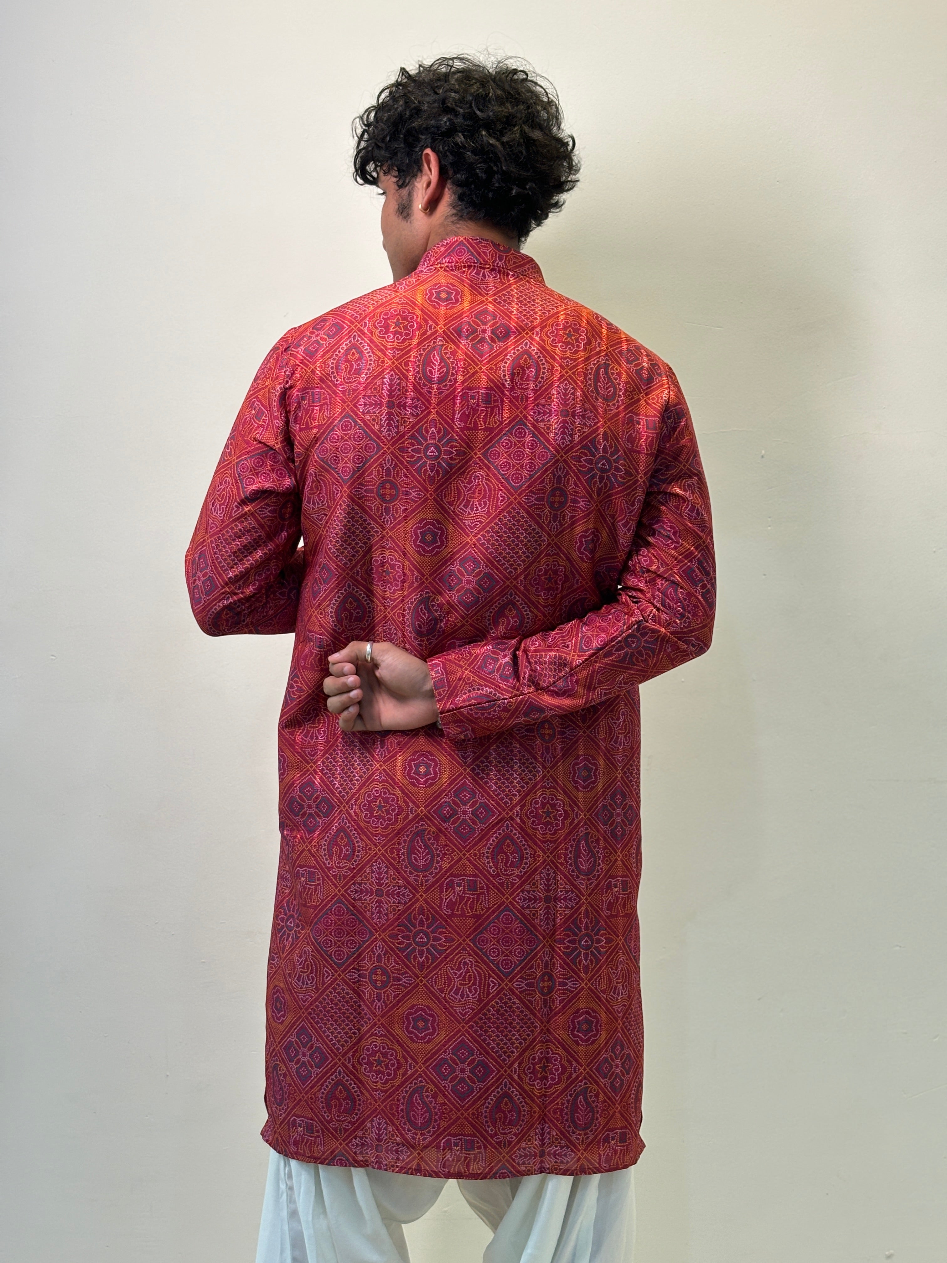 Red Maroon Printed Kurta Patiala Set