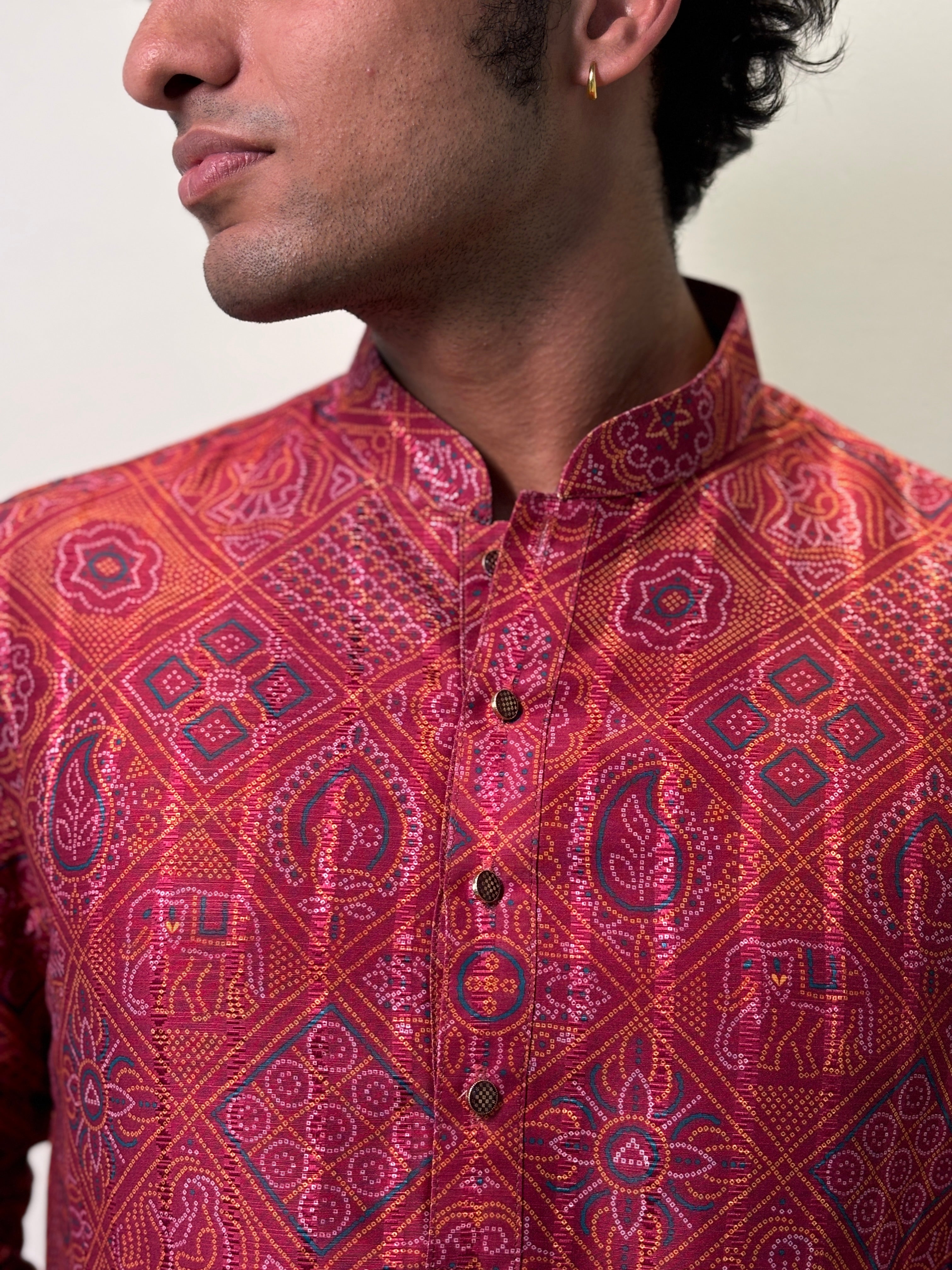 Red Maroon Printed Kurta Patiala Set