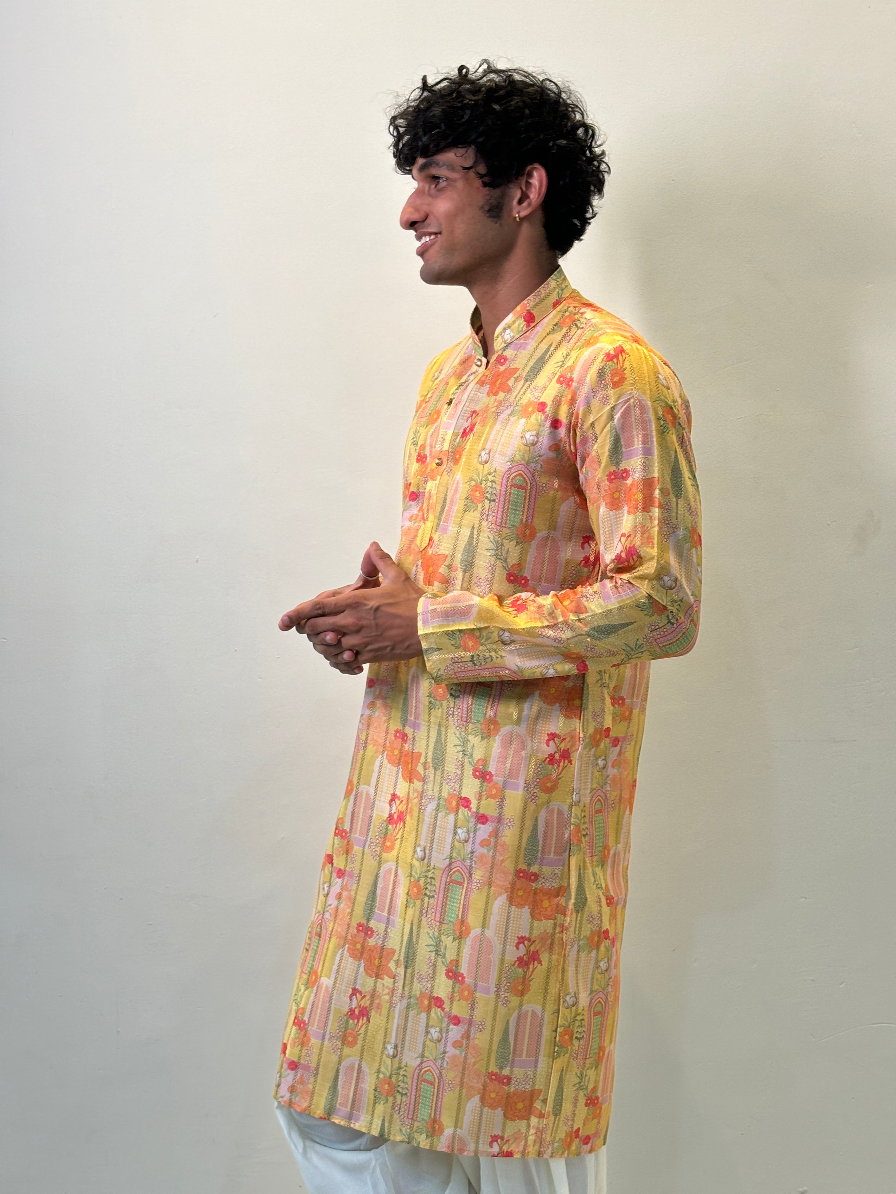 Yellow Printed Kurta Patiala Set