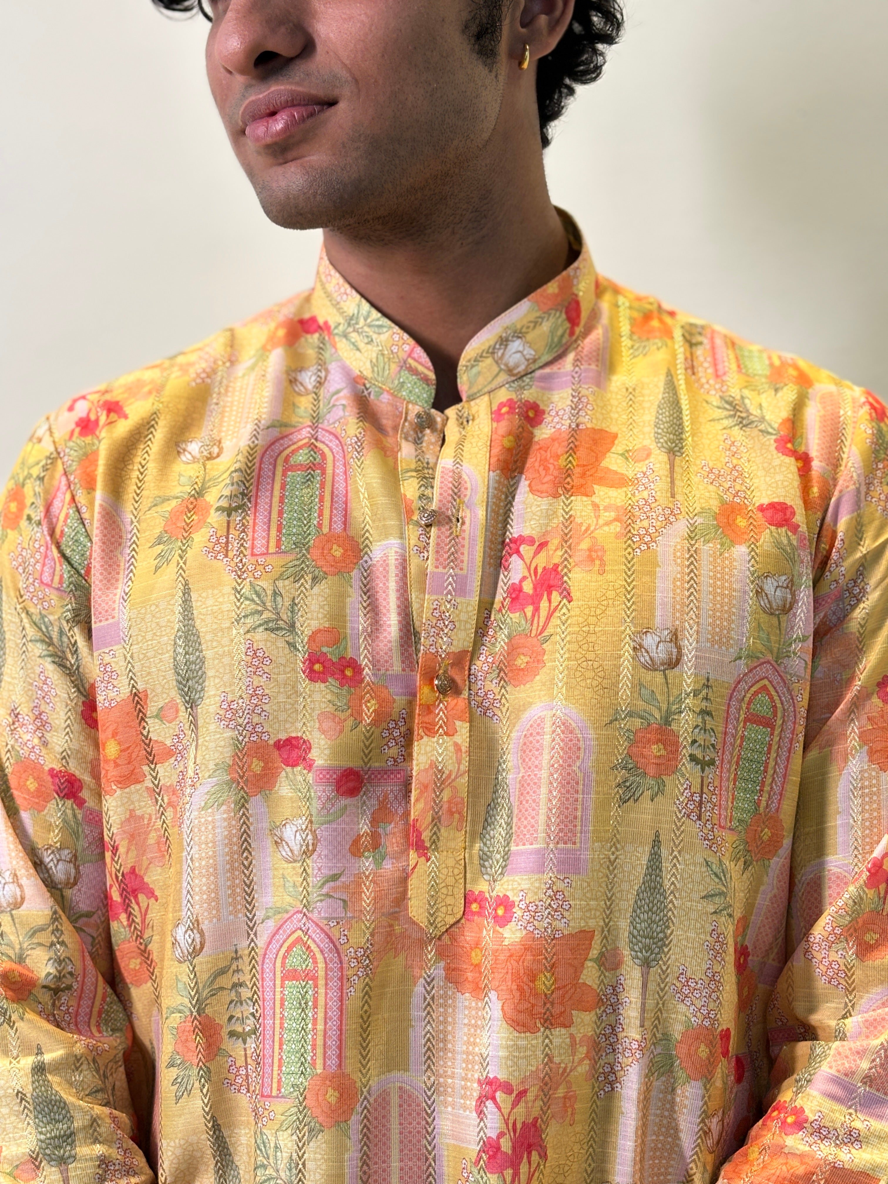 Yellow Printed Kurta Patiala Set