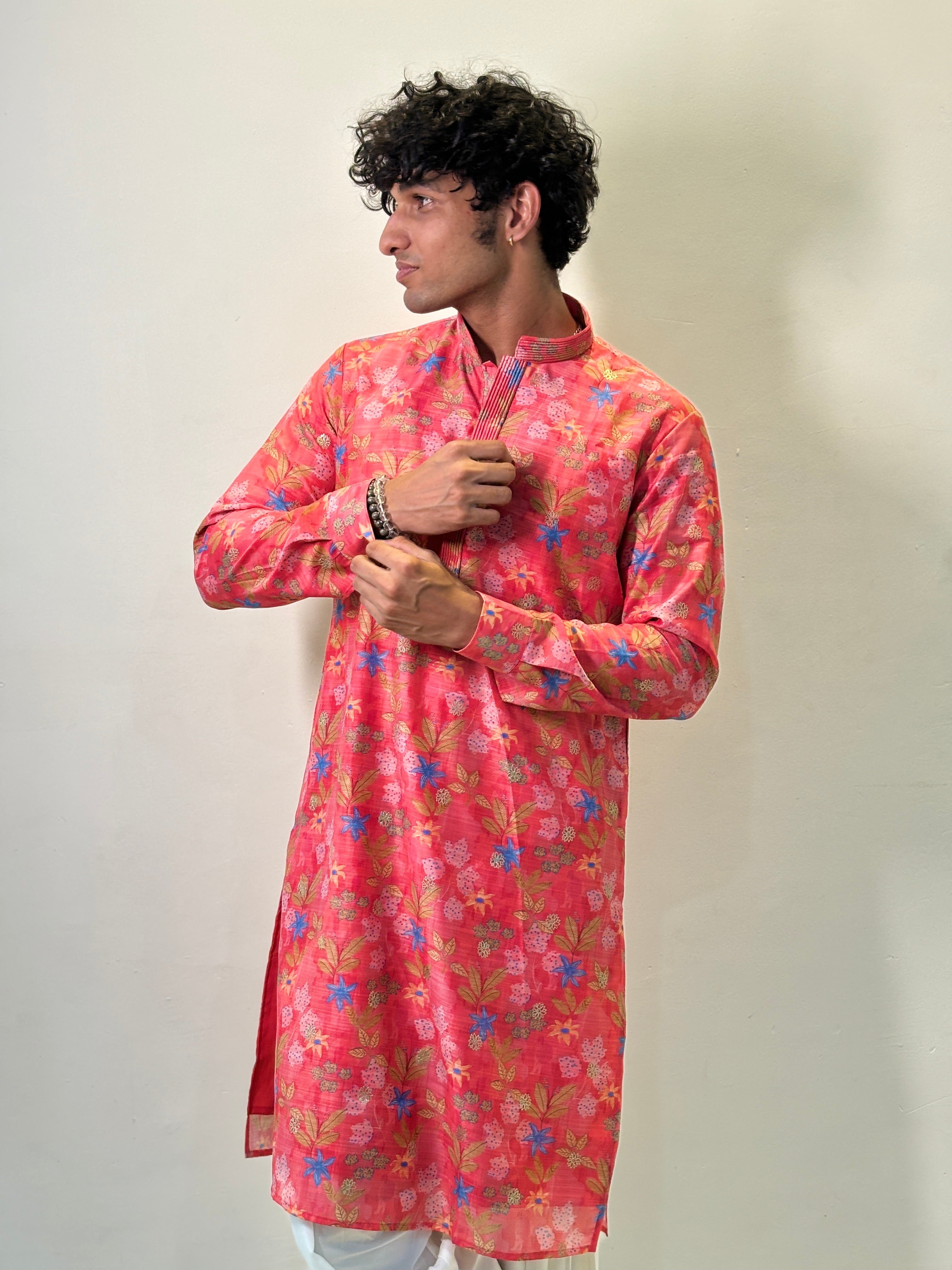 Rani Pink Printed Kurta Patiala Set