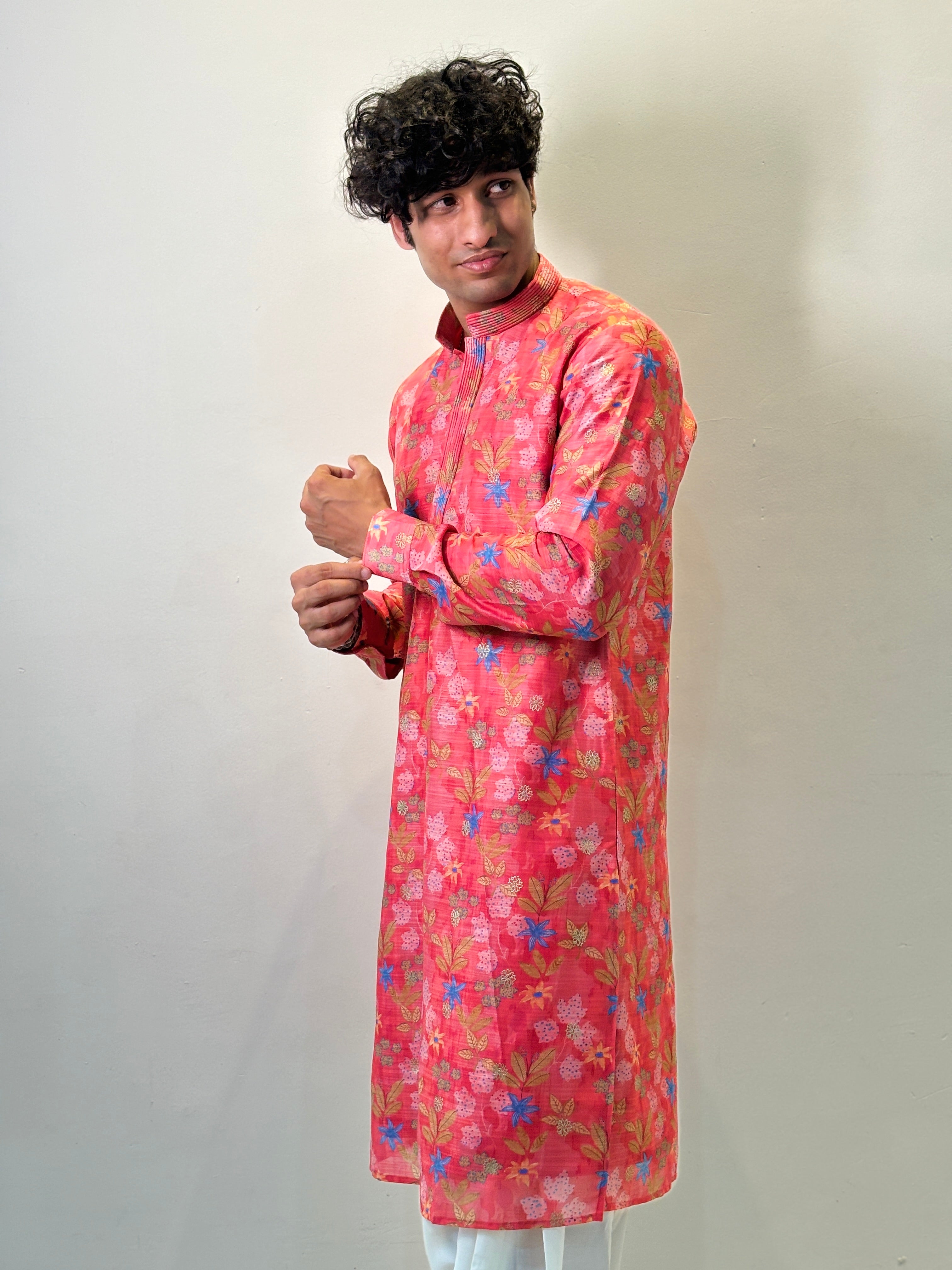 Rani Pink Printed Kurta Patiala Set