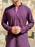 Wine Purple Georgette Lucknowi Kurta Patiala Set