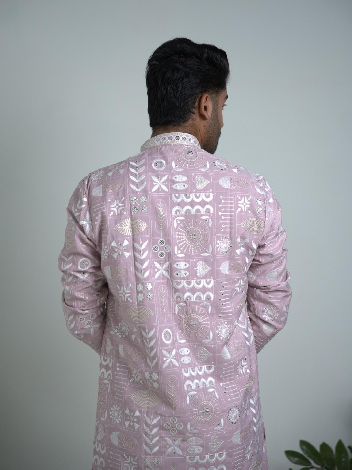 Pink Lucknowi Embroidered Kurta Trouser Set