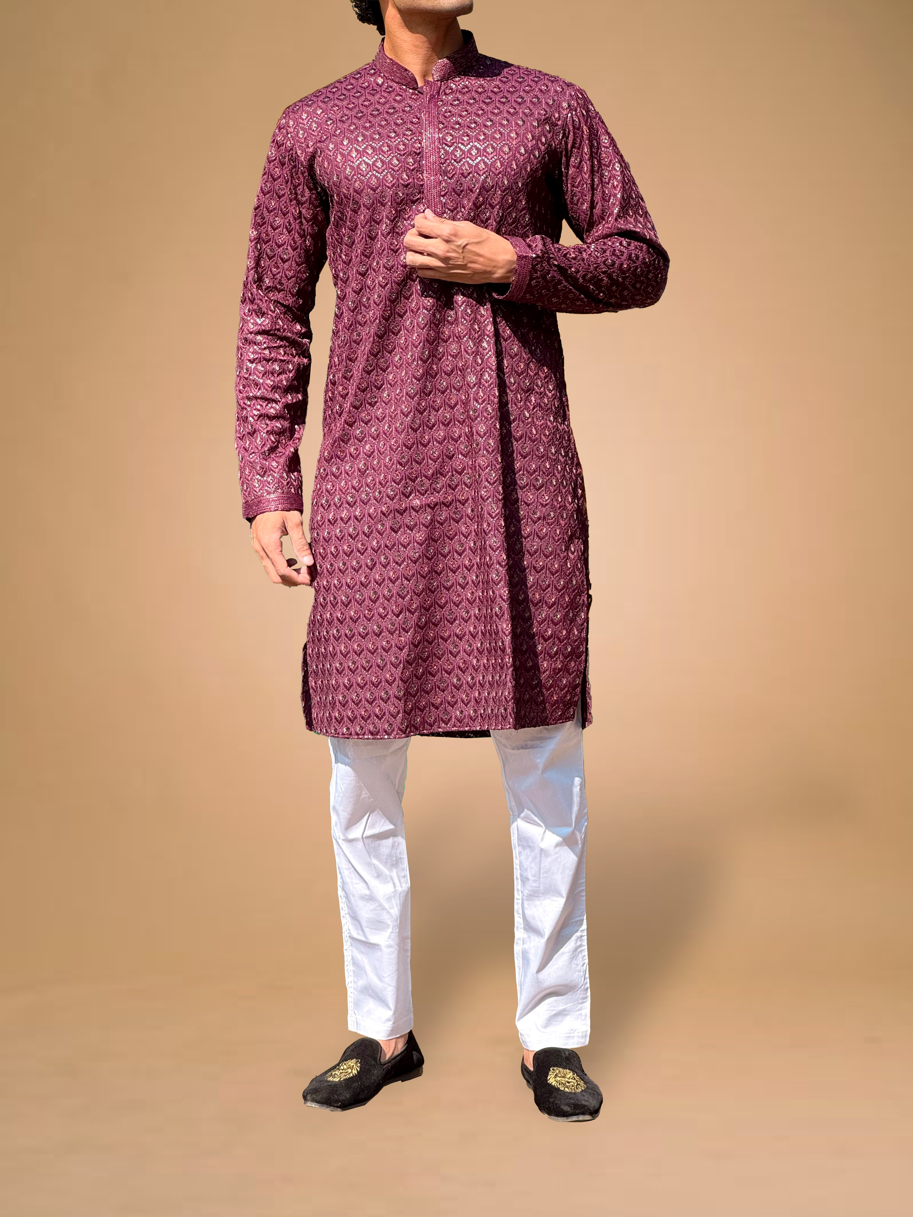 Magnet Men's Lucknowi Kurta Trouser Set