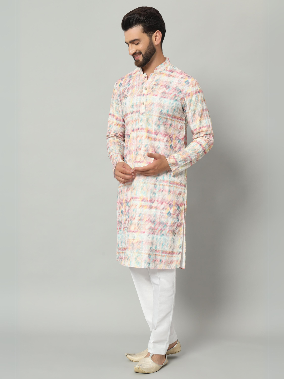 Magnet Men's Multi Colour Chickan Kurta Trouser Set