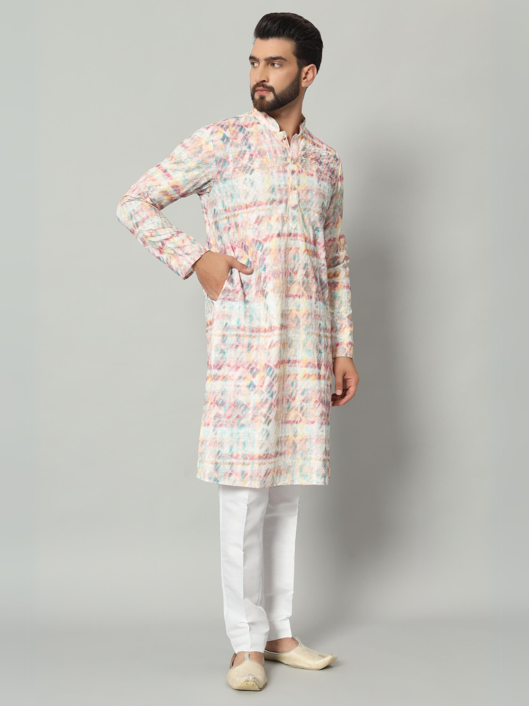 Magnet Men's Multi Colour Chickan Kurta Trouser Set