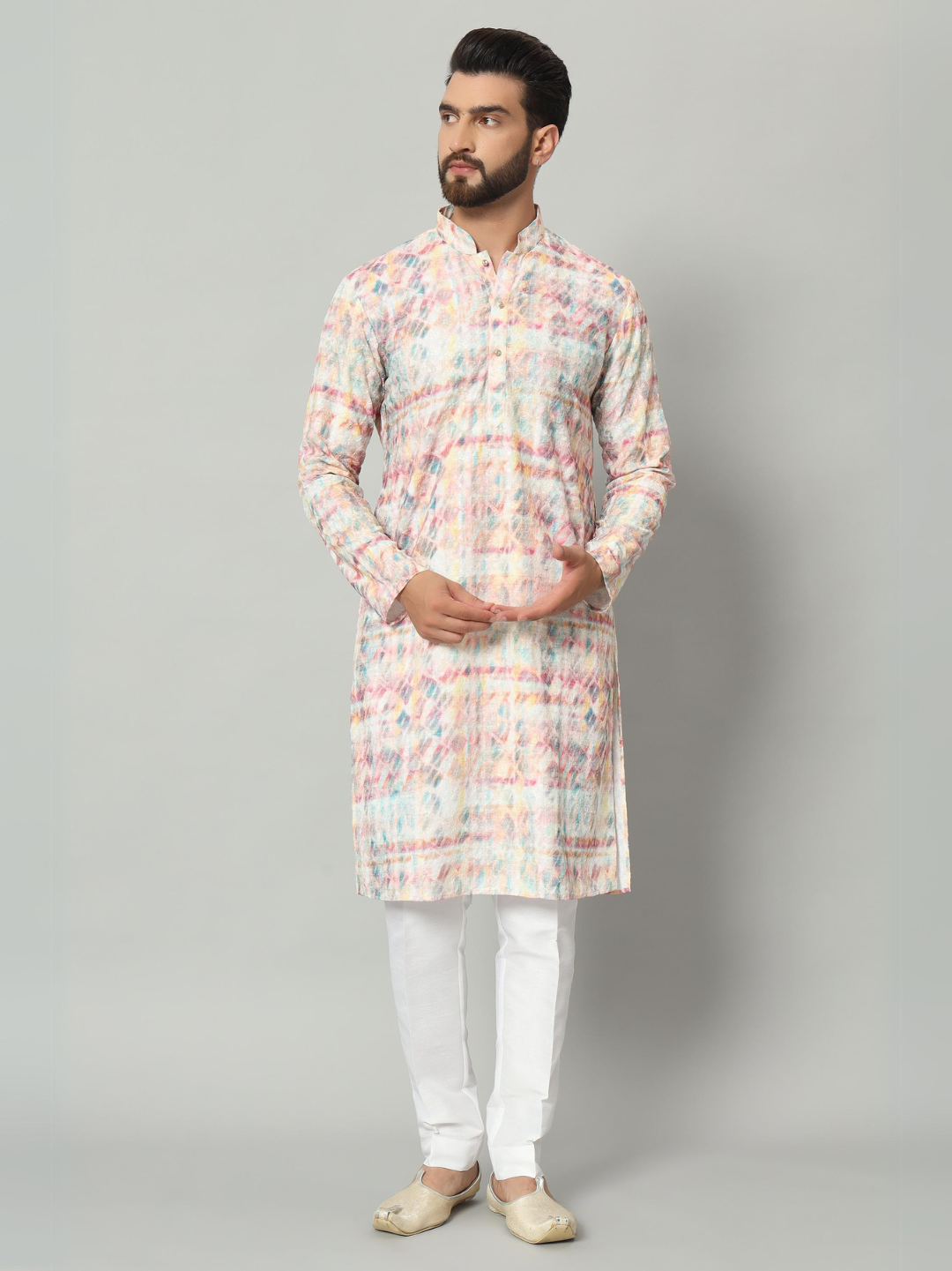 Magnet Men's Multi Colour Chickan Kurta Trouser Set