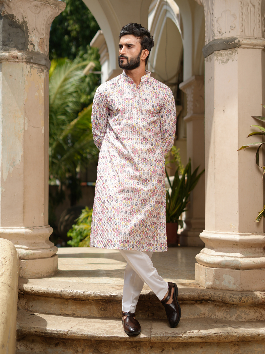 Magnet Men's Multi Lucknowi Kurta Trouser Set