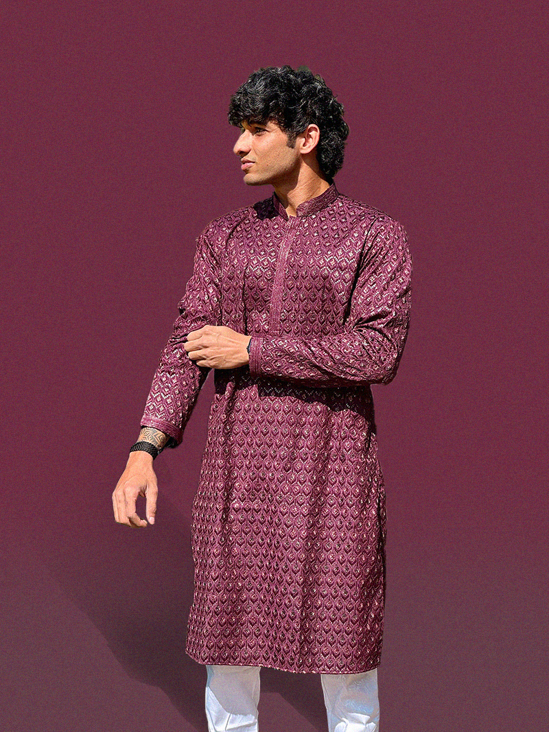 Magnet Men's Lucknowi Kurta Trouser Set